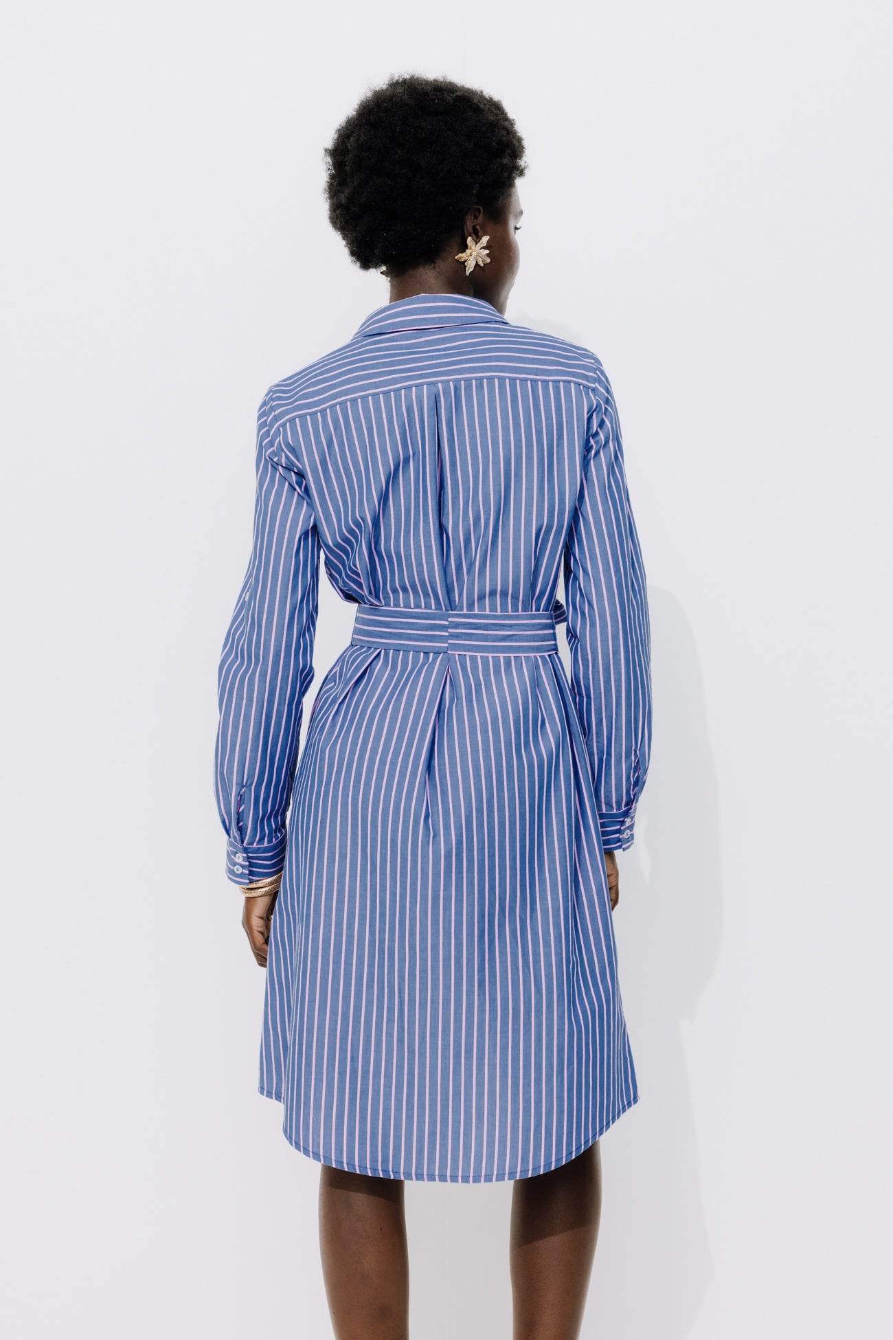 Ecodesign striped shirtdress - Blue stripes