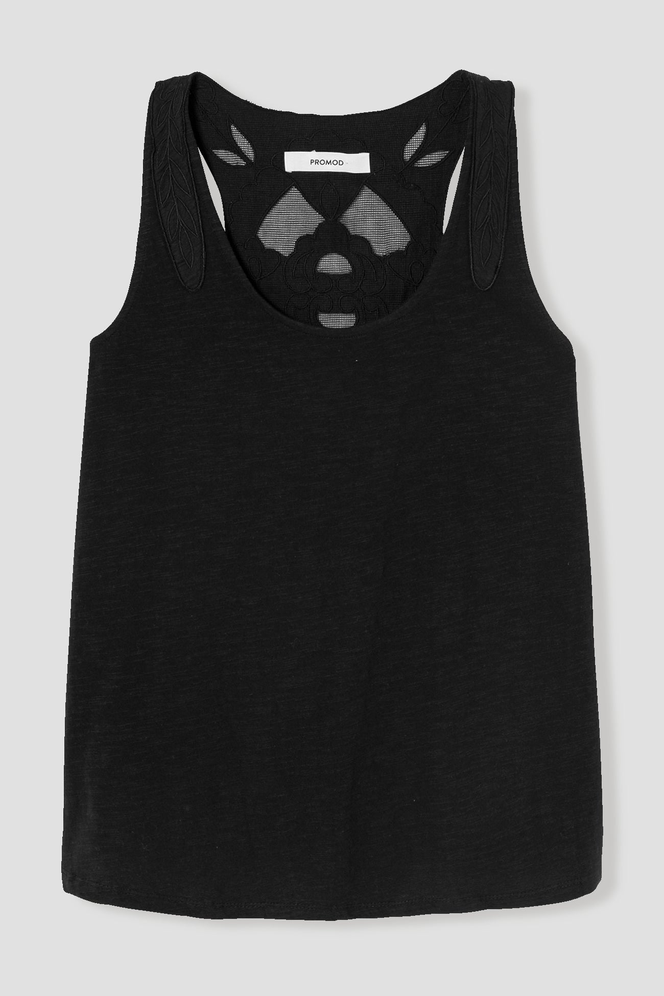 Back-embroidery sleeveless top - Ochre