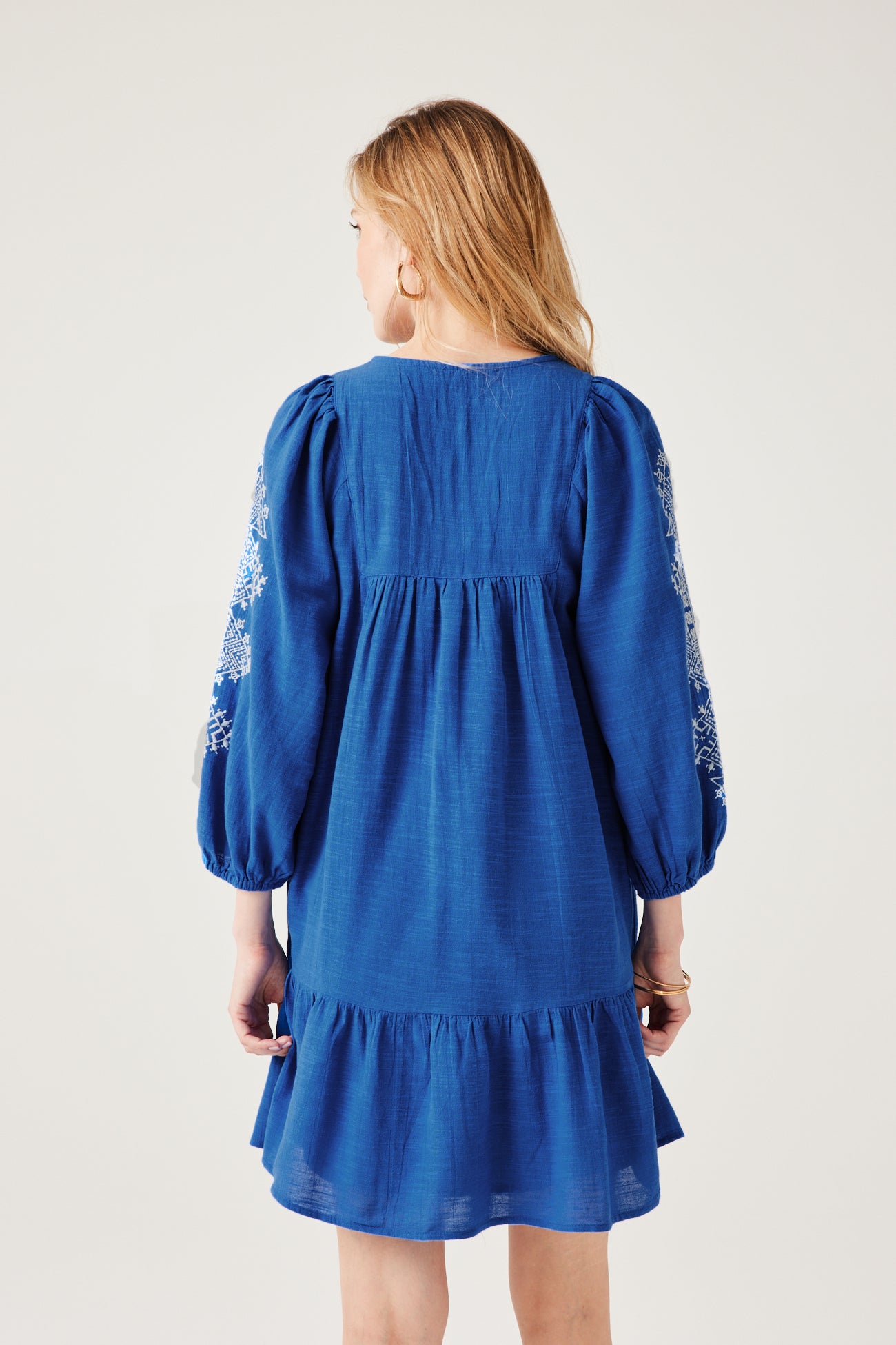 Embroidered babydoll dress - Ecru