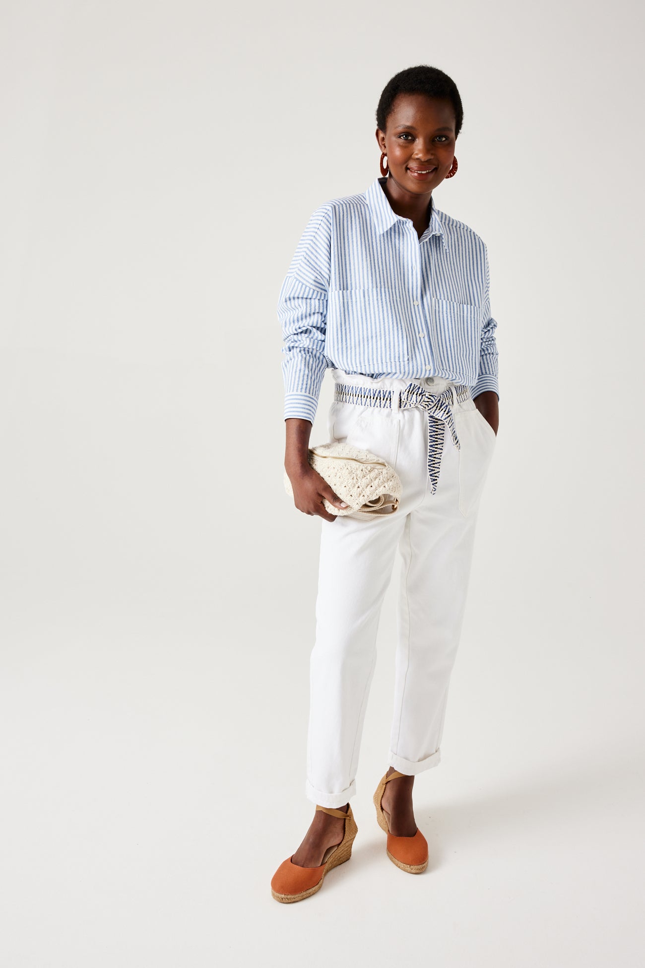 High-waist trousers - Ecru