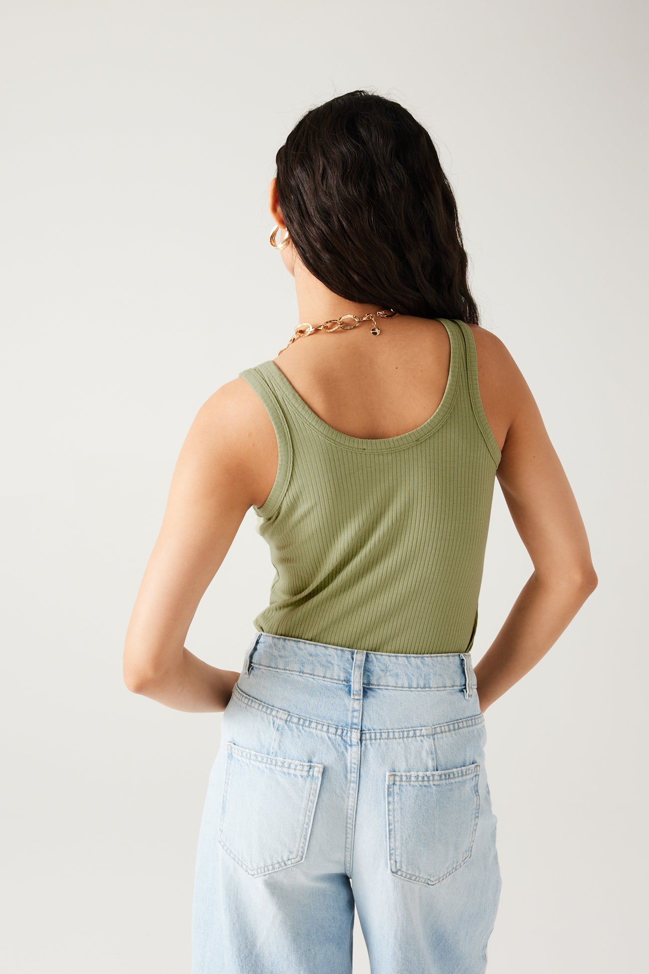 Ribbed sleeveless top - Ecru