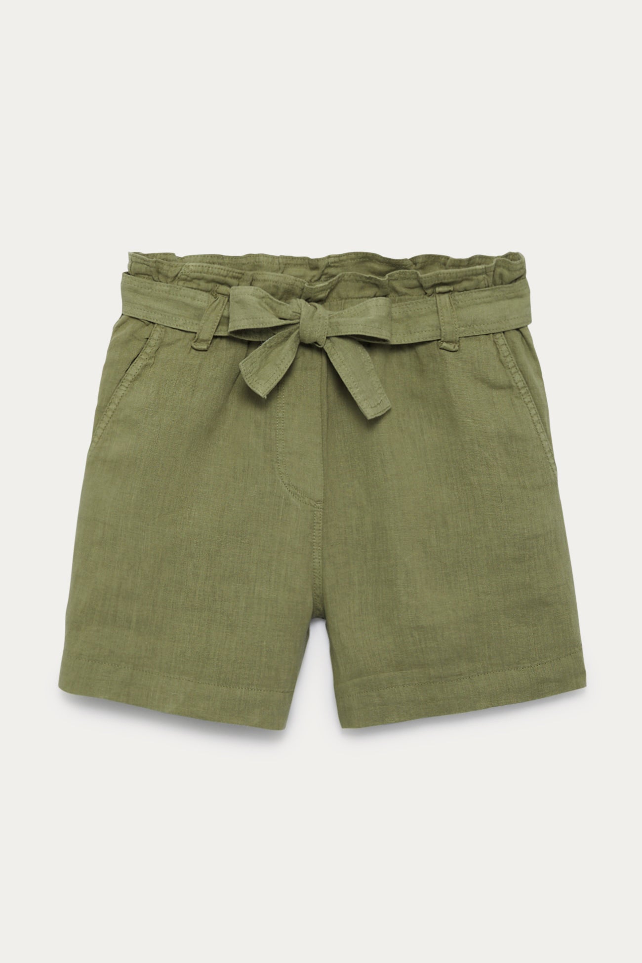 High-waist linen shorts - Green