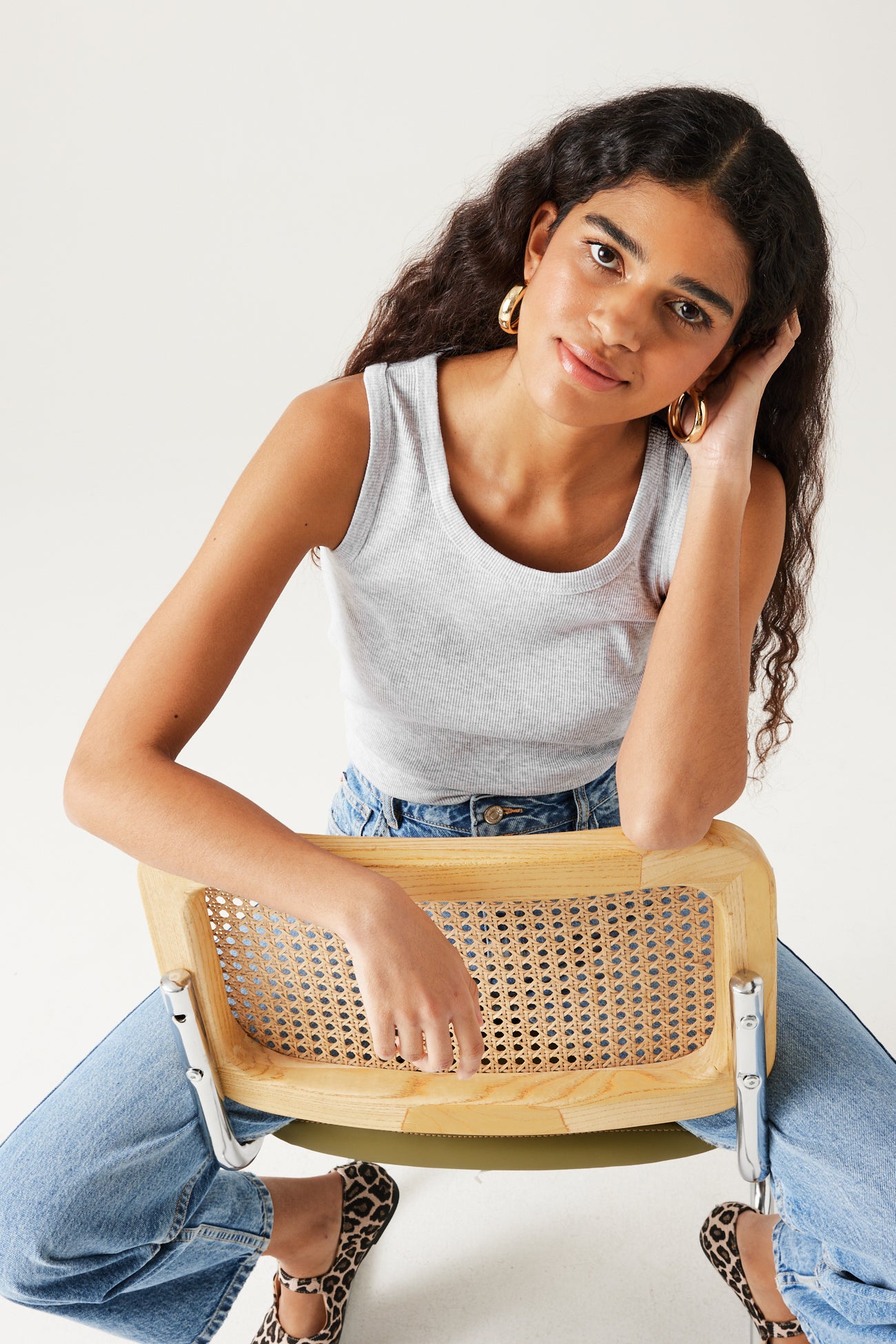 Cotton sleeveless top - Light grey