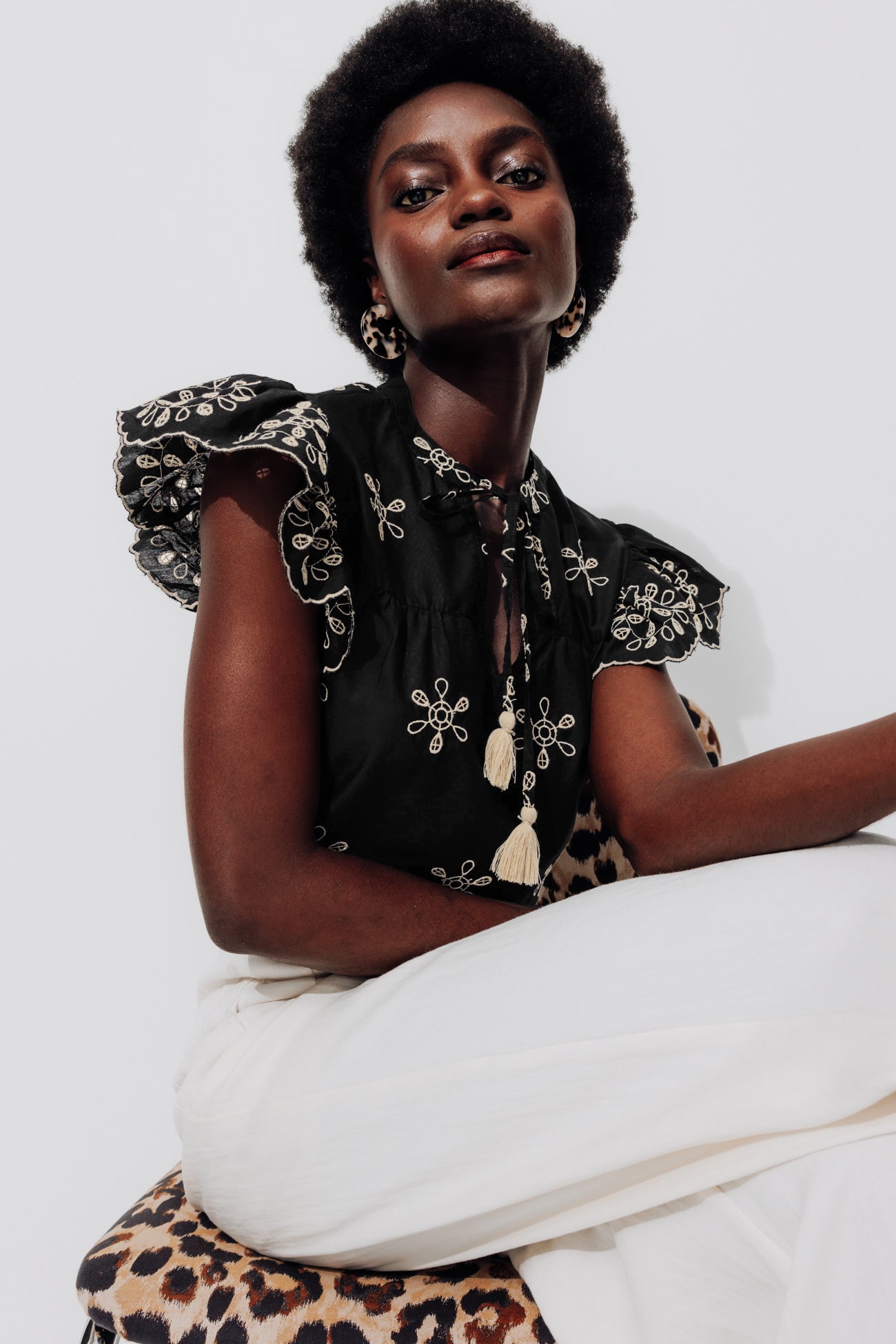 Broderie anglaise blouse - Black