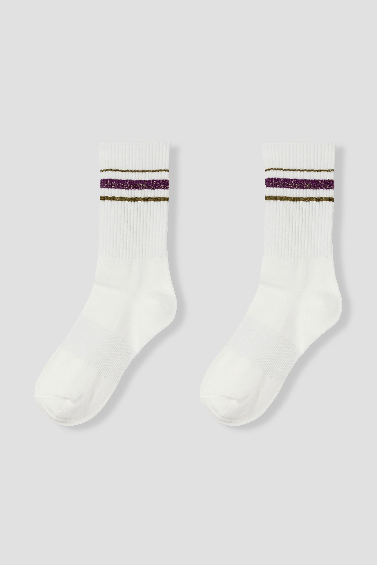 Glitzy striped socks - Ecru print