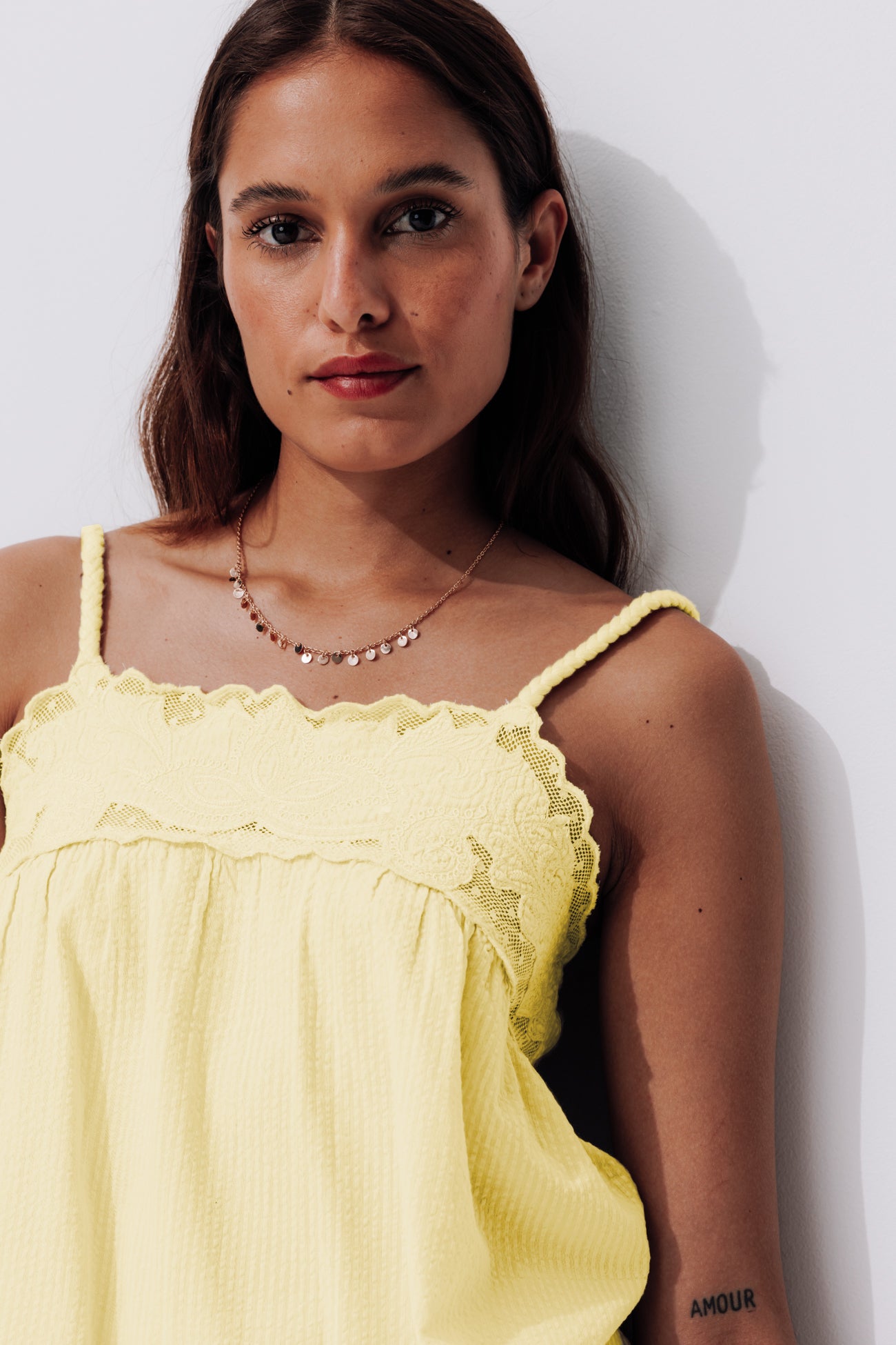 Embroidered top - Light yellow
