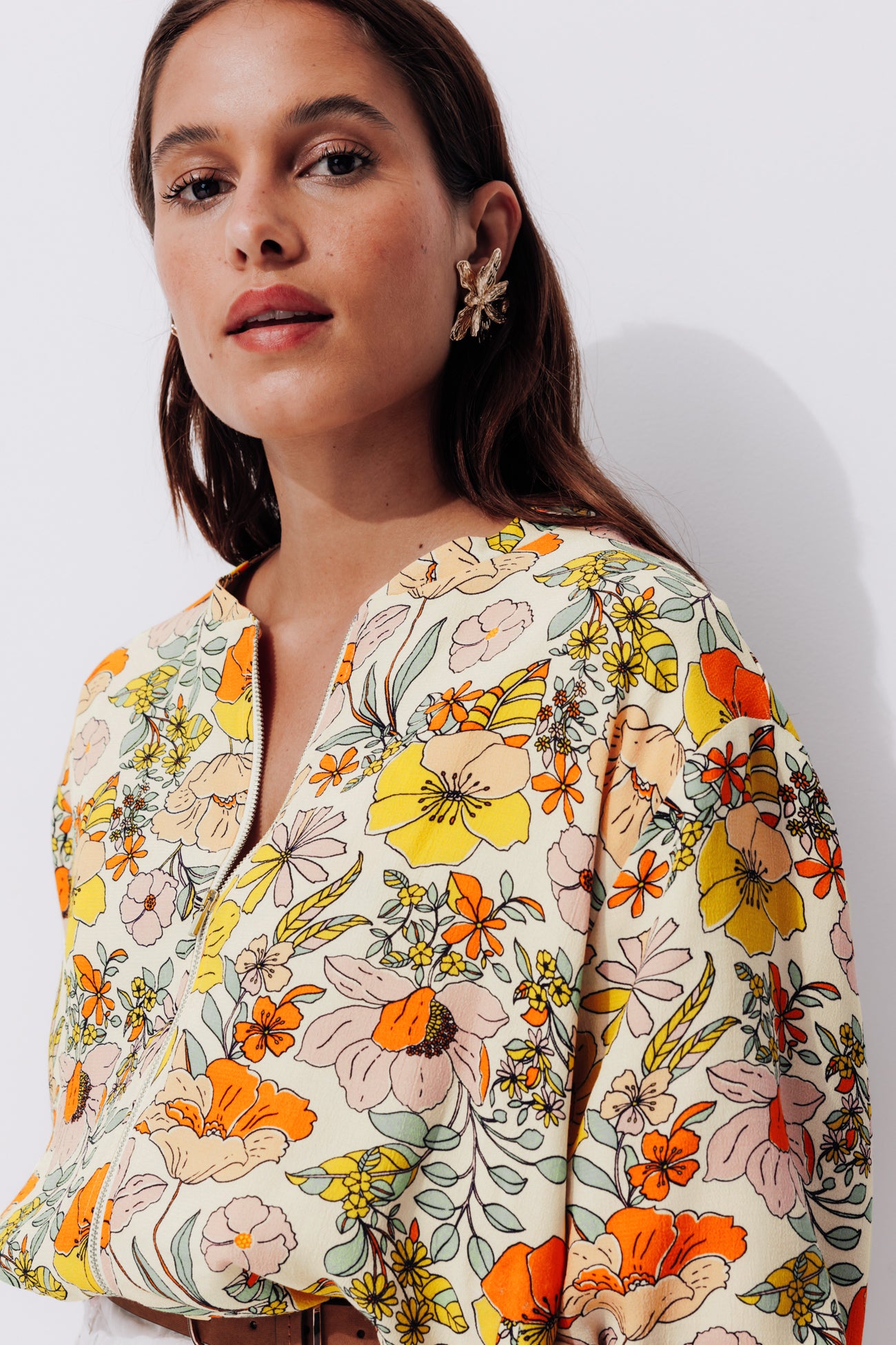 Patterned bomber jacket - Ecru print