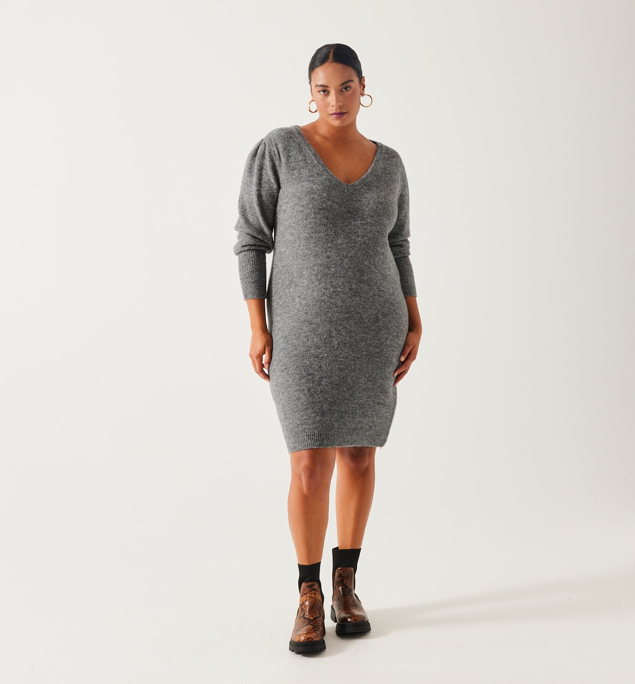 Flecked jumper dress - Light grey