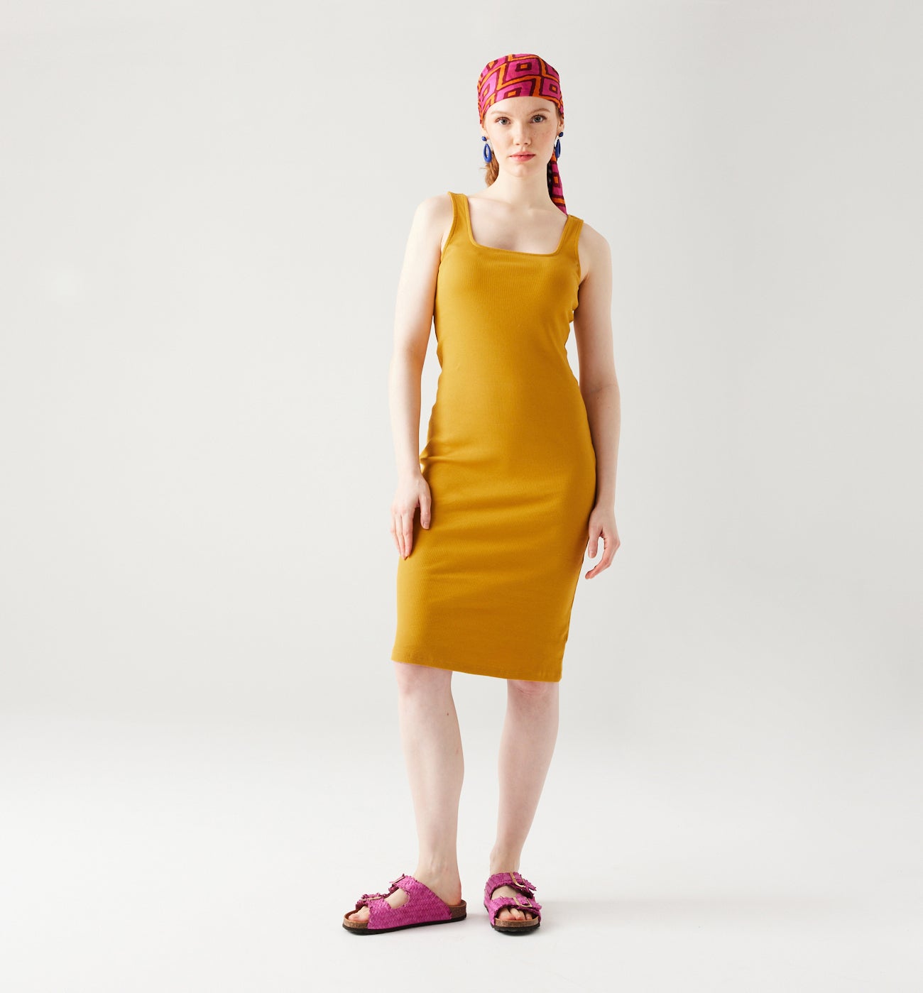 Plain strappy dress - Ochre