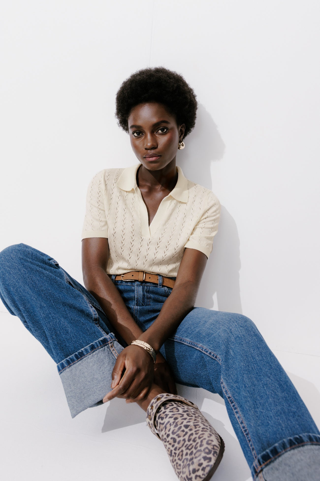 Short-sleeved polo shirt - Ecru