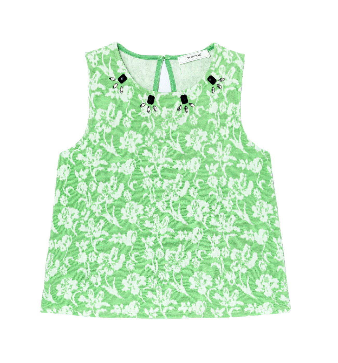 Jersey jacquard sleeveless top - Green print