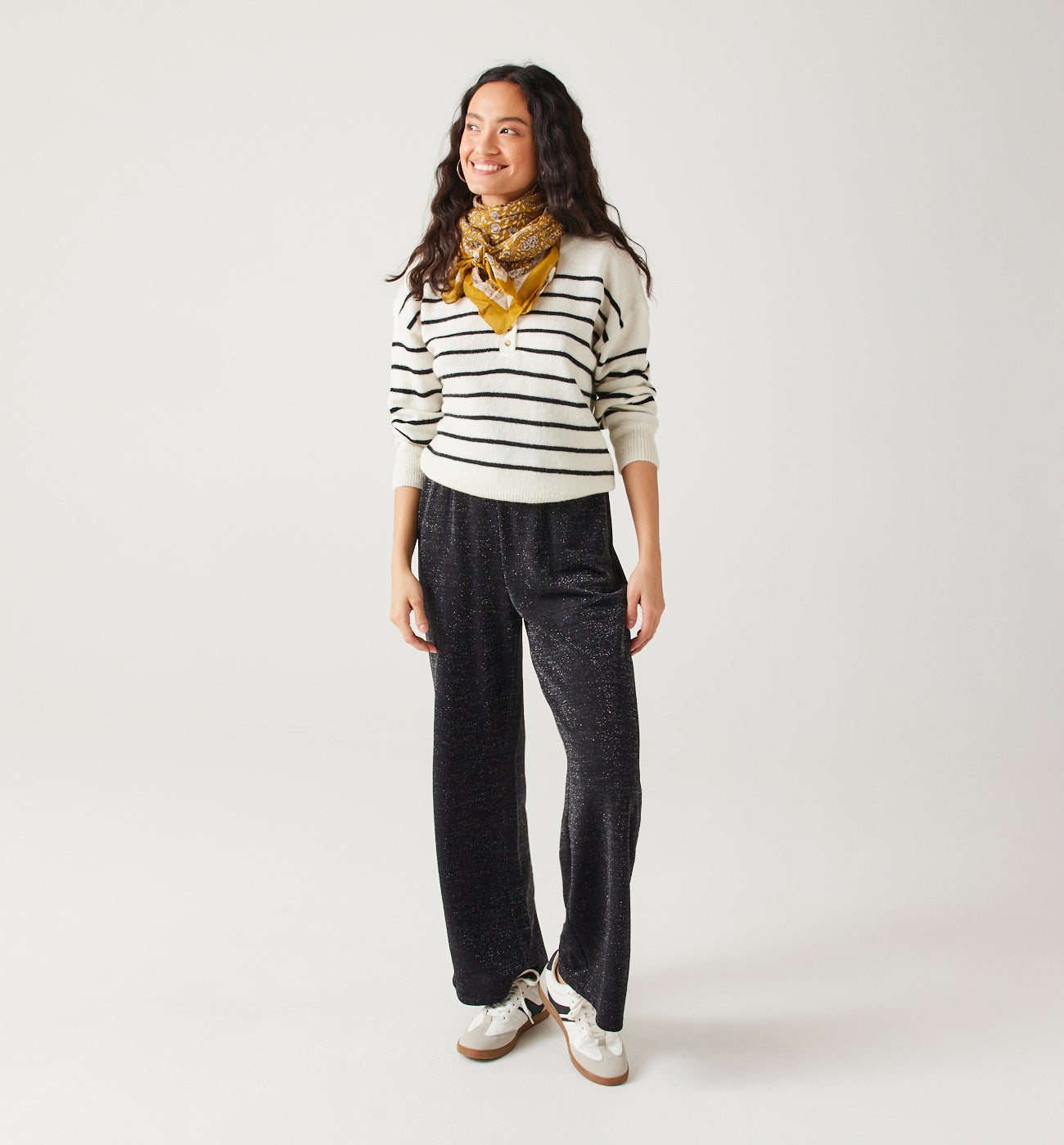 Button front jumper - Black stripes