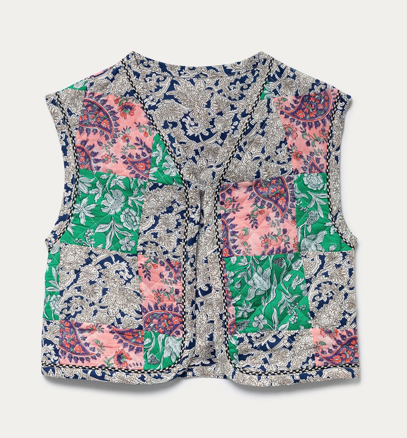Reversible padded waistcoat - Green print