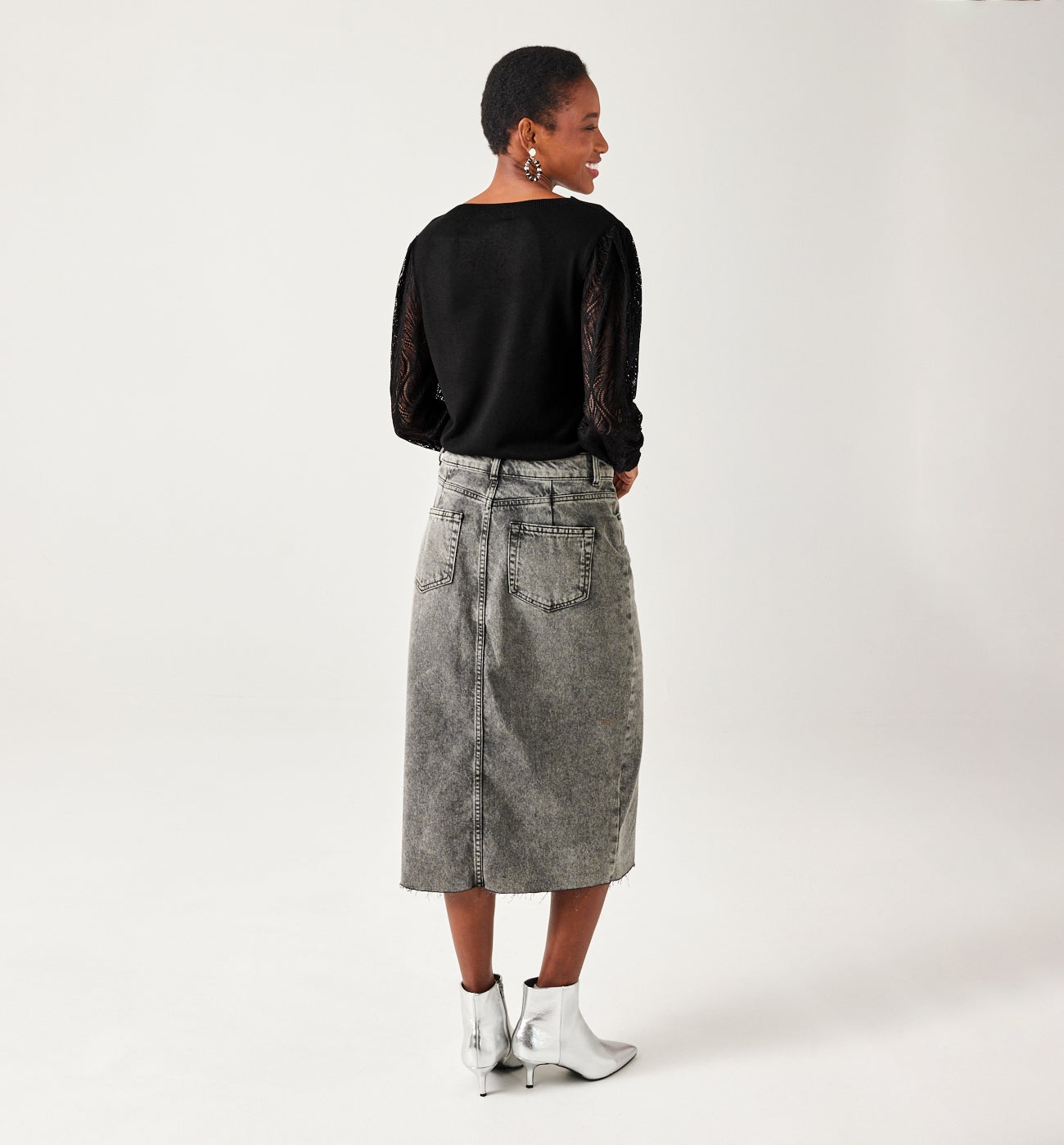 Lightweight lace-detail jumper - Black