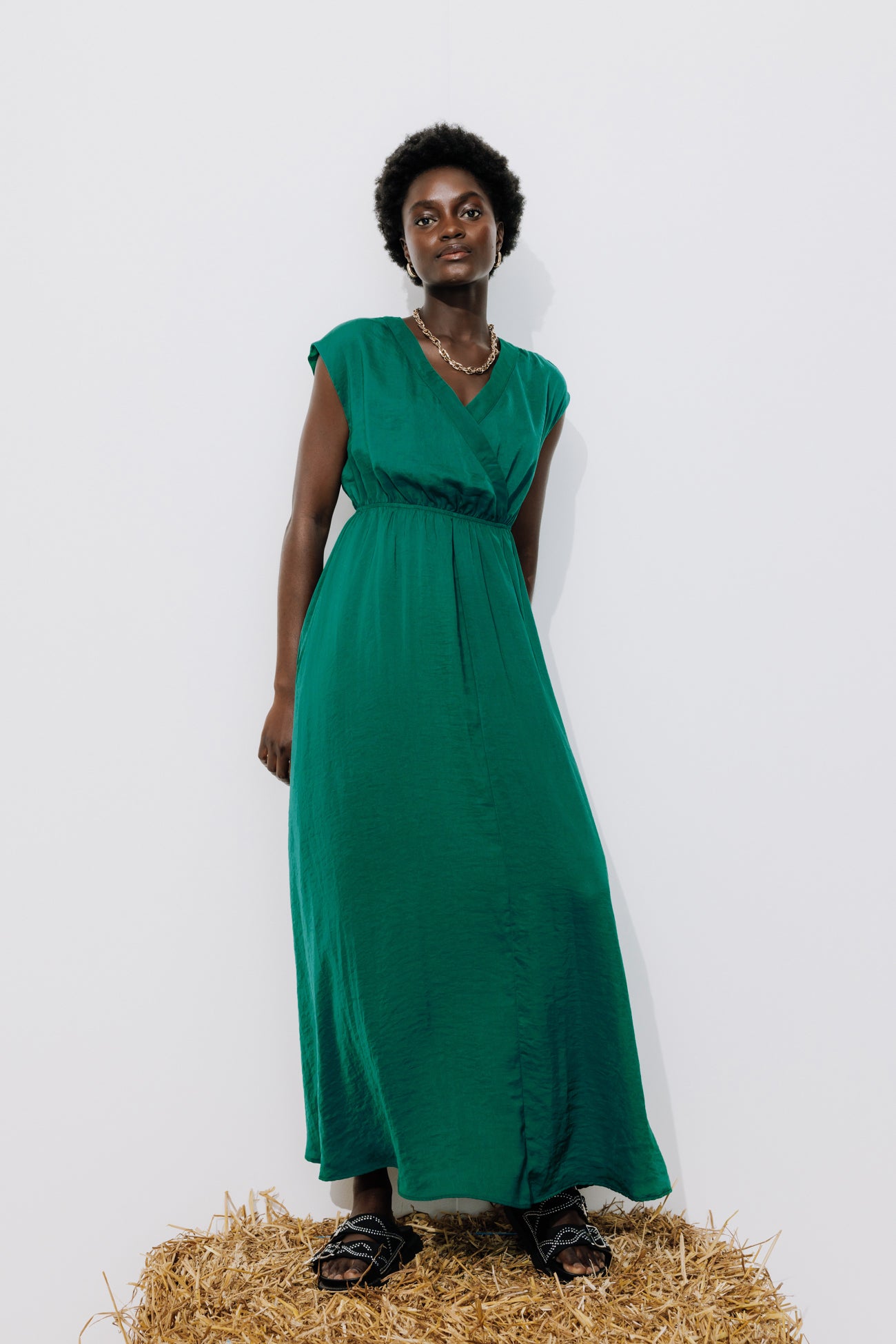 Long silky dress - Black