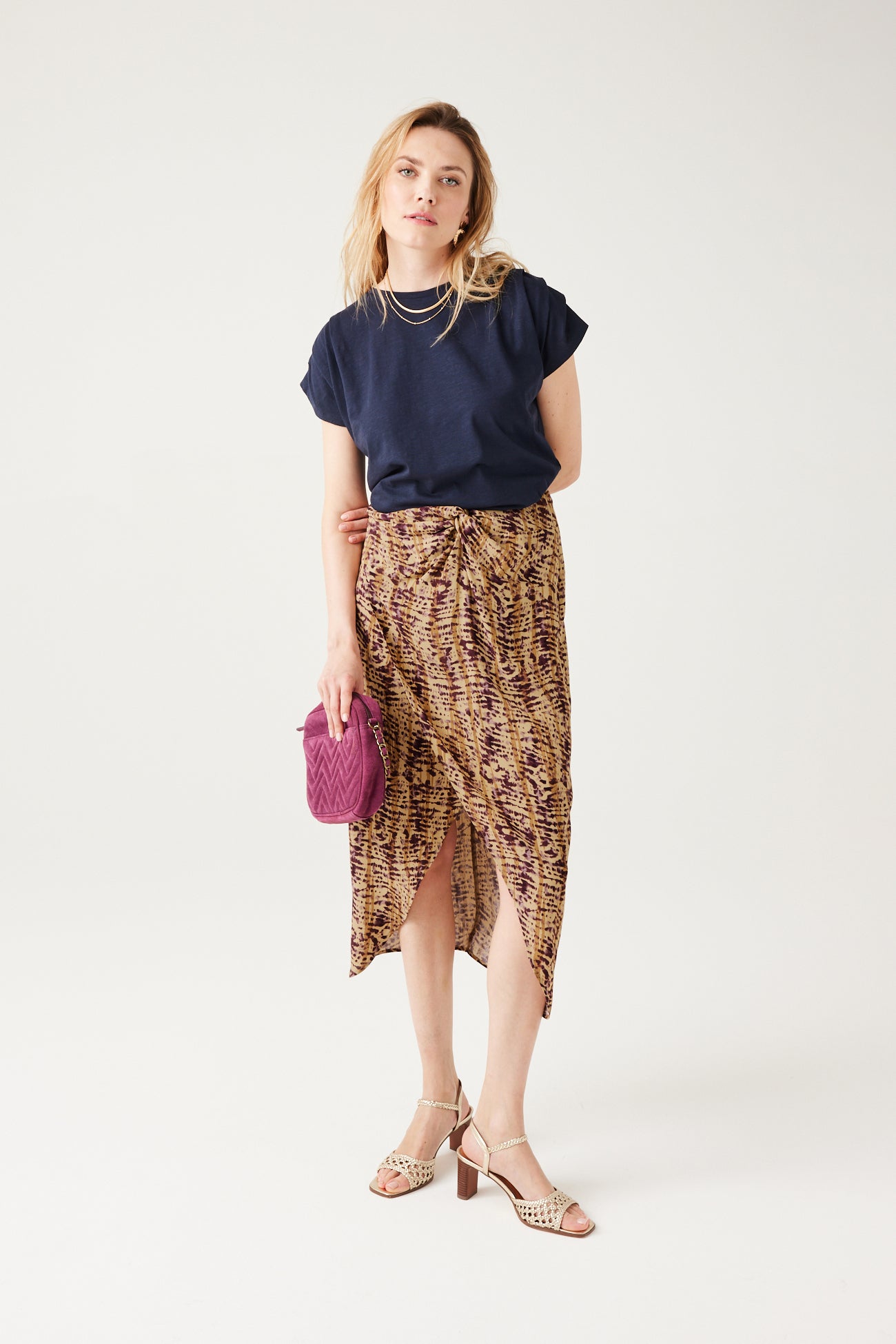 Midi patterned skirt - Ecru print