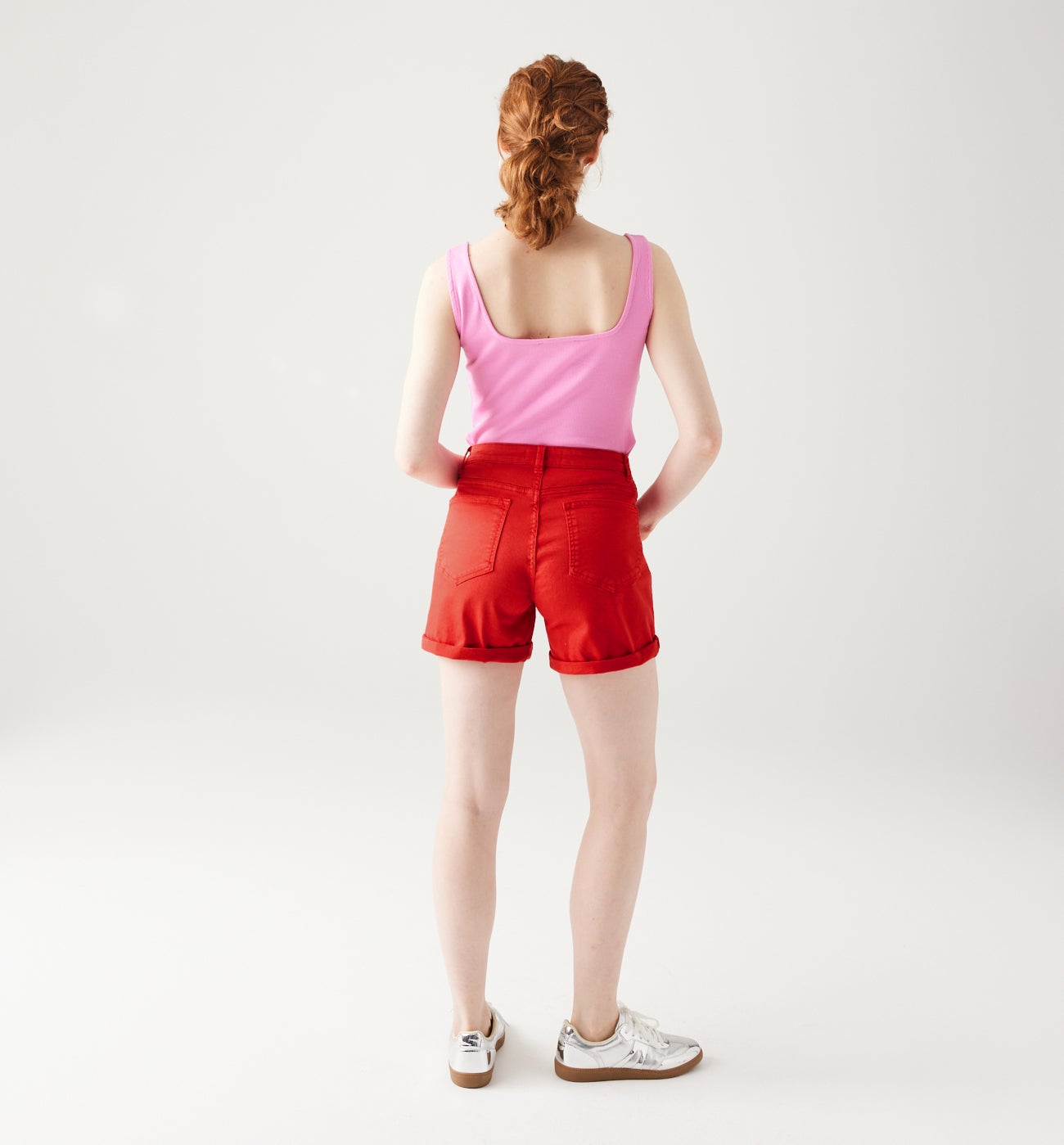 Plain canvas shorts - Red