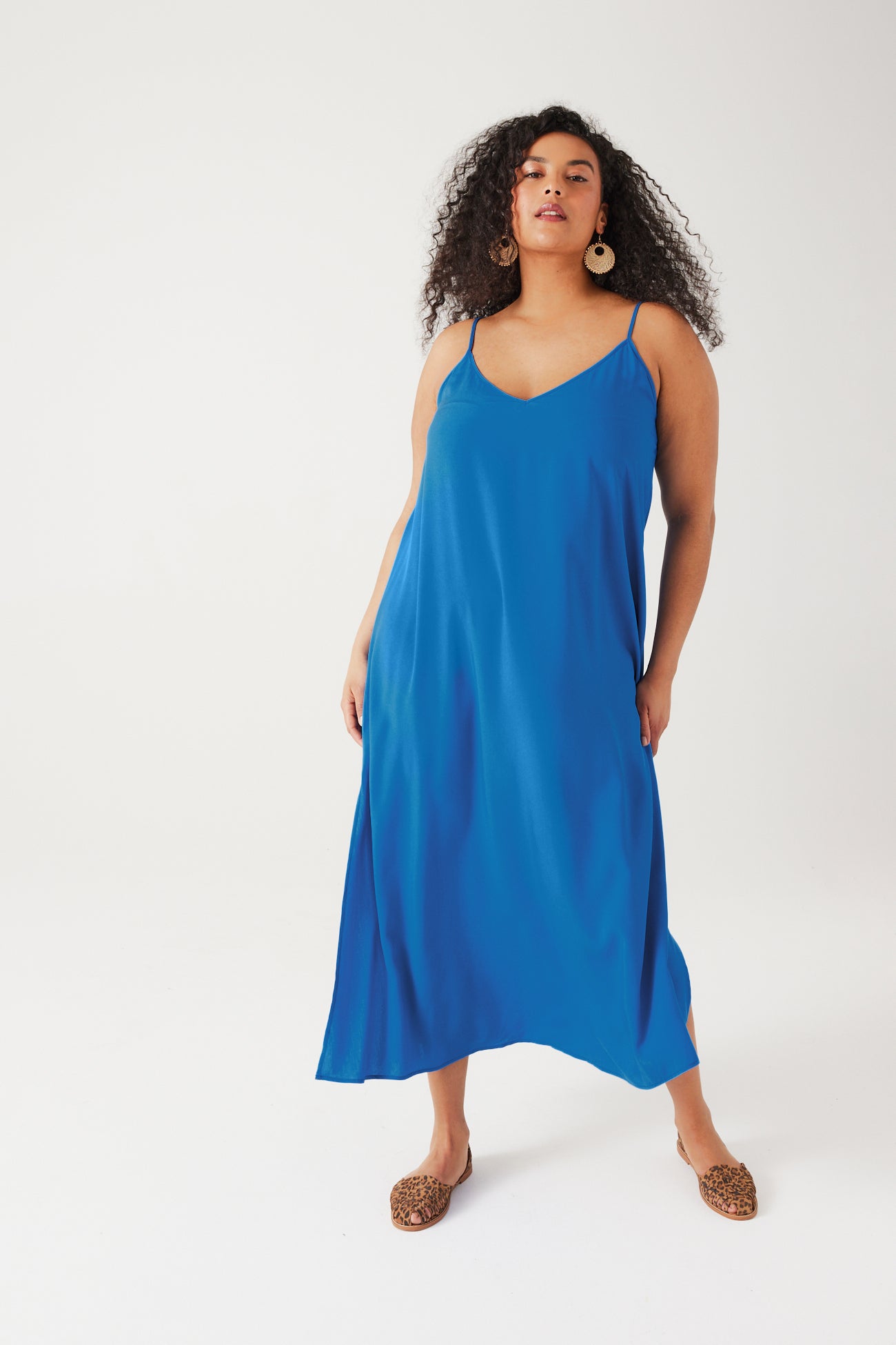 Long strappy dress - Pink print