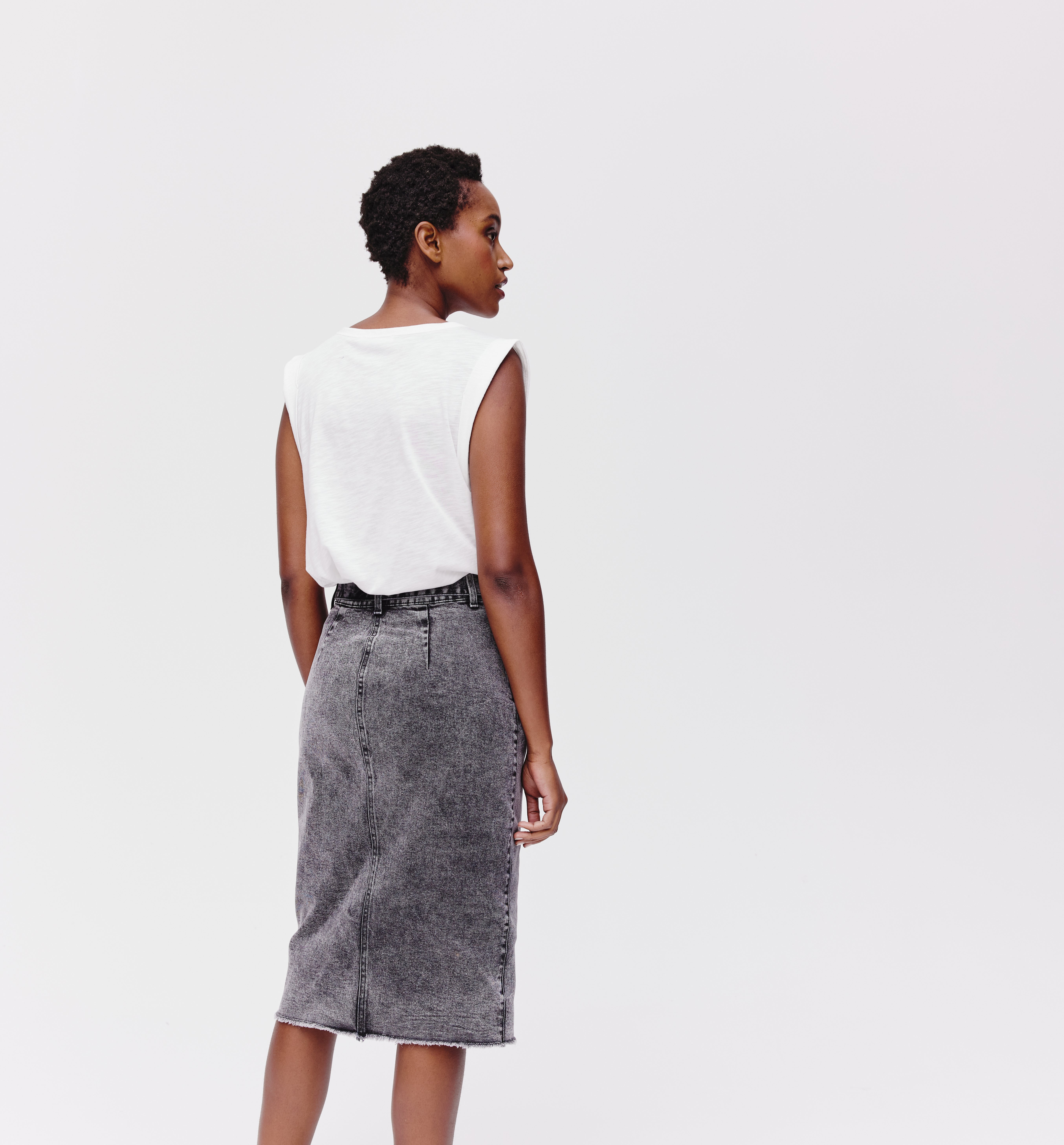 Sleeveless vest top - Ecru print