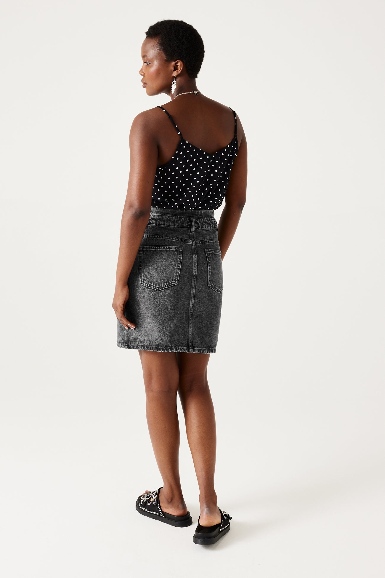 Short denim skirt - Grey denim