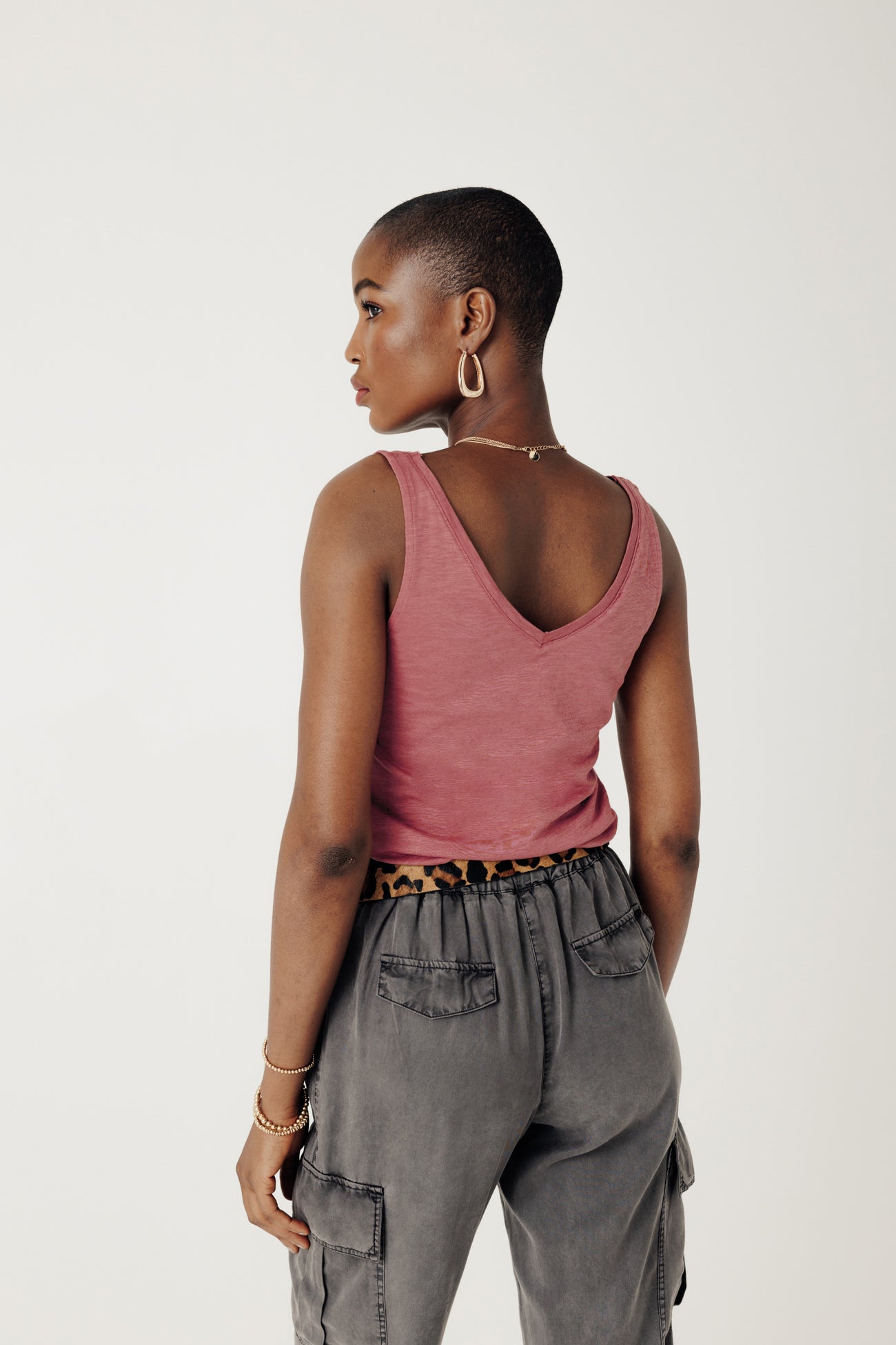 V-neckline strappy top - White