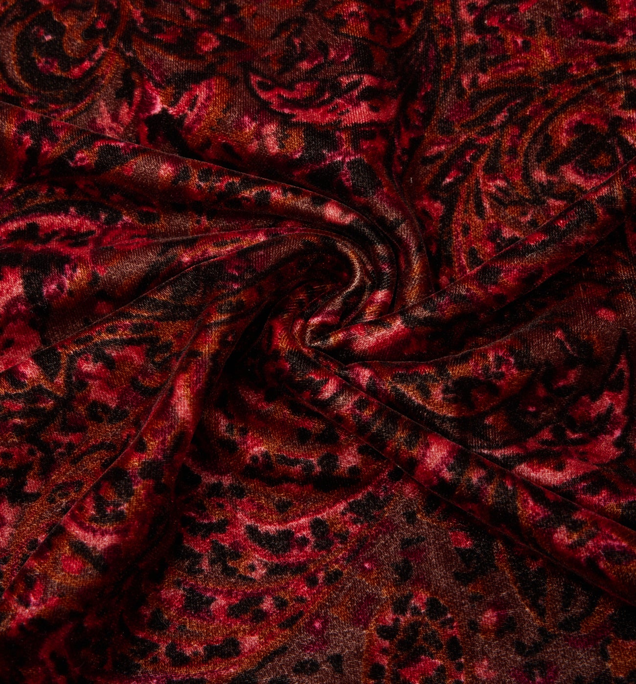 Patterned velour 2m fabric cut - Black print