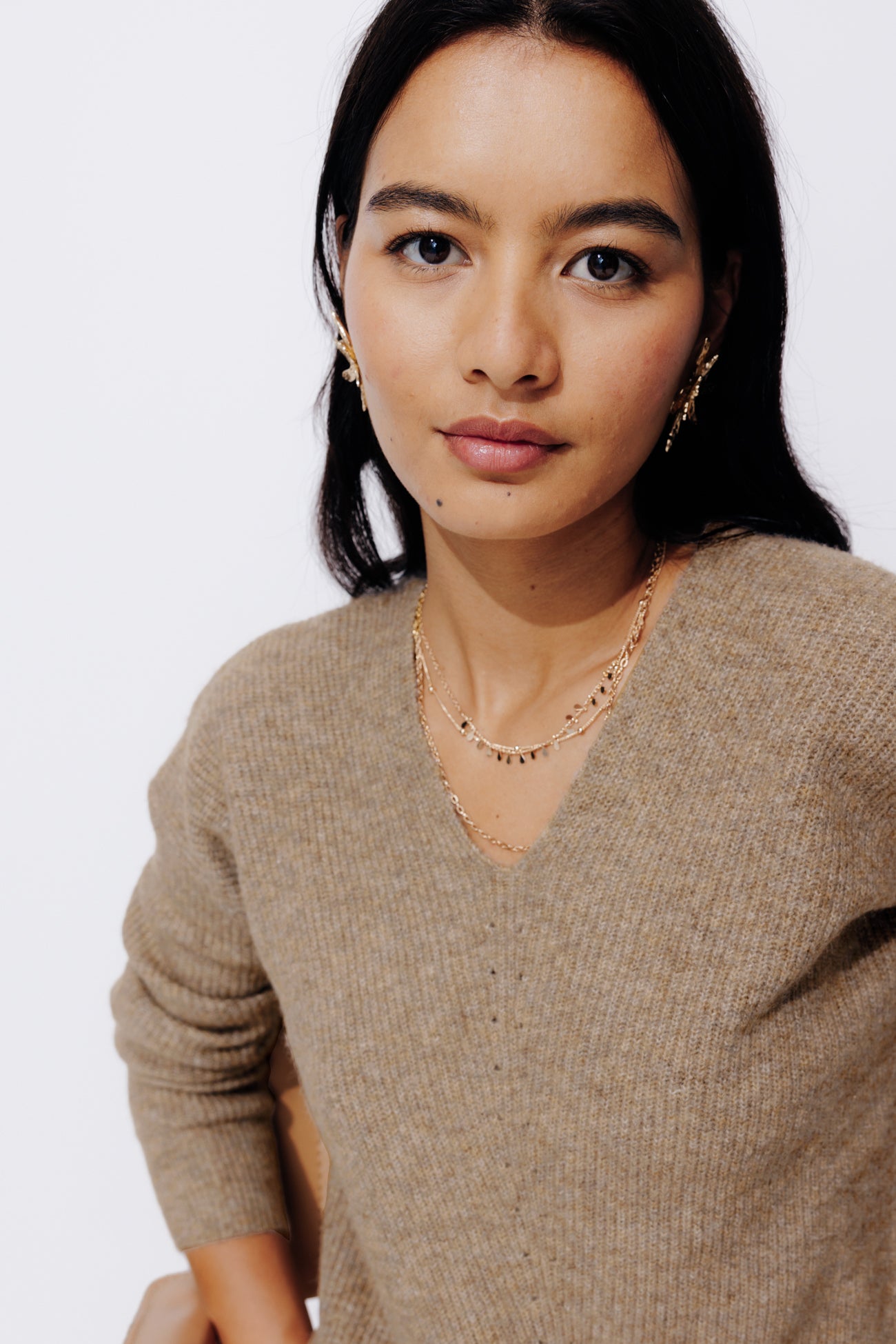 V-neck ribbed jumper - Grey