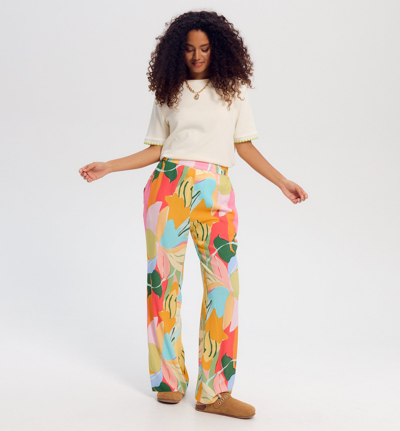 Wideleg patterned trousers - Multicolour print