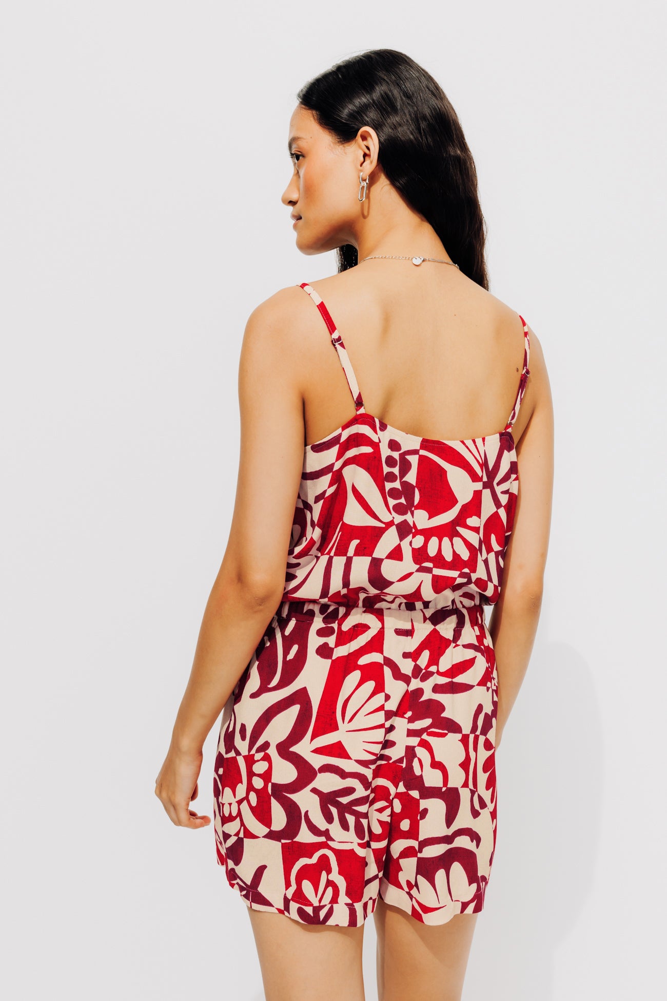Patterned shorts jumpsuit - Ecru print