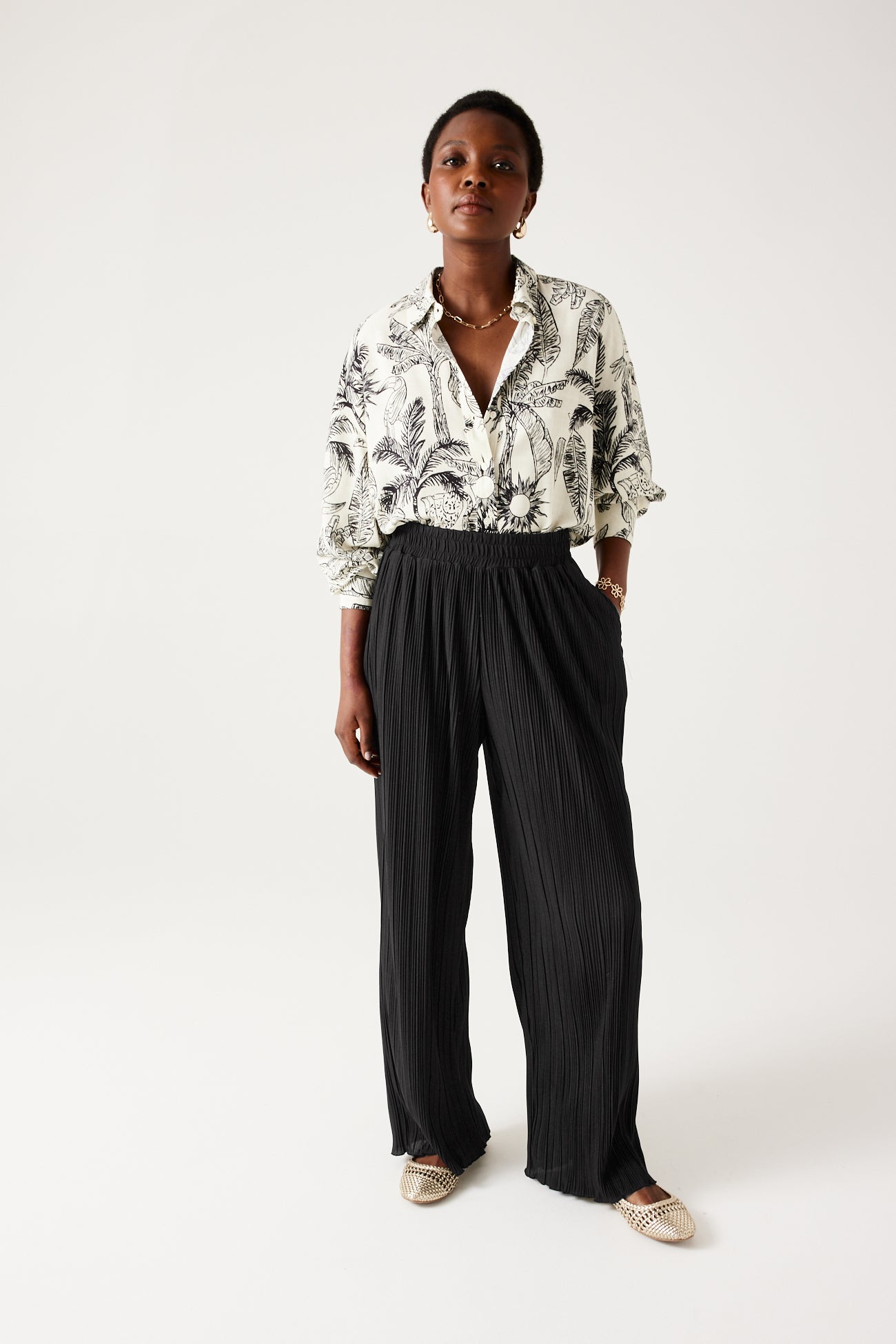 Wideleg plissé trousers - Blue