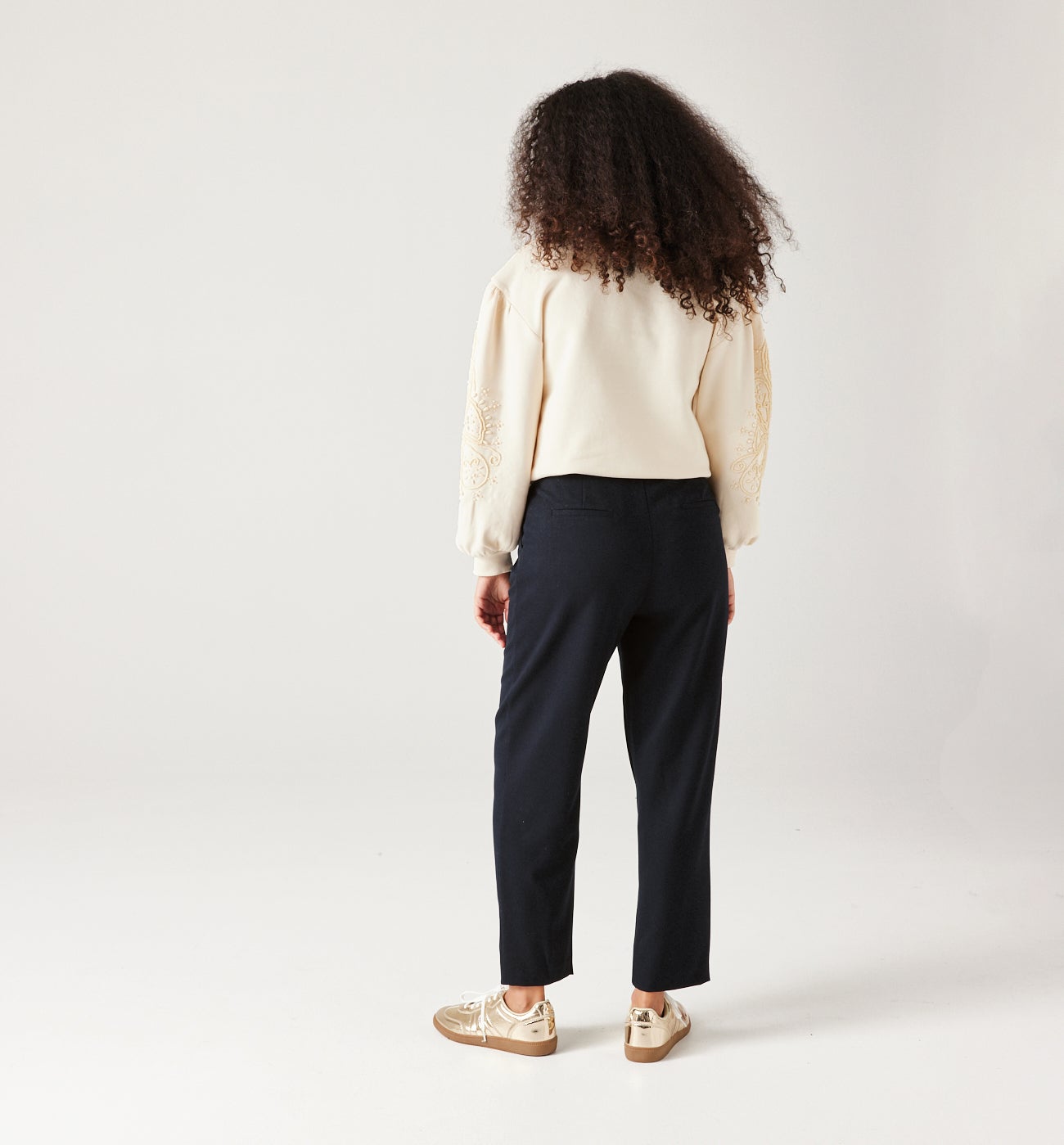 High-waist peg trousers - Beige