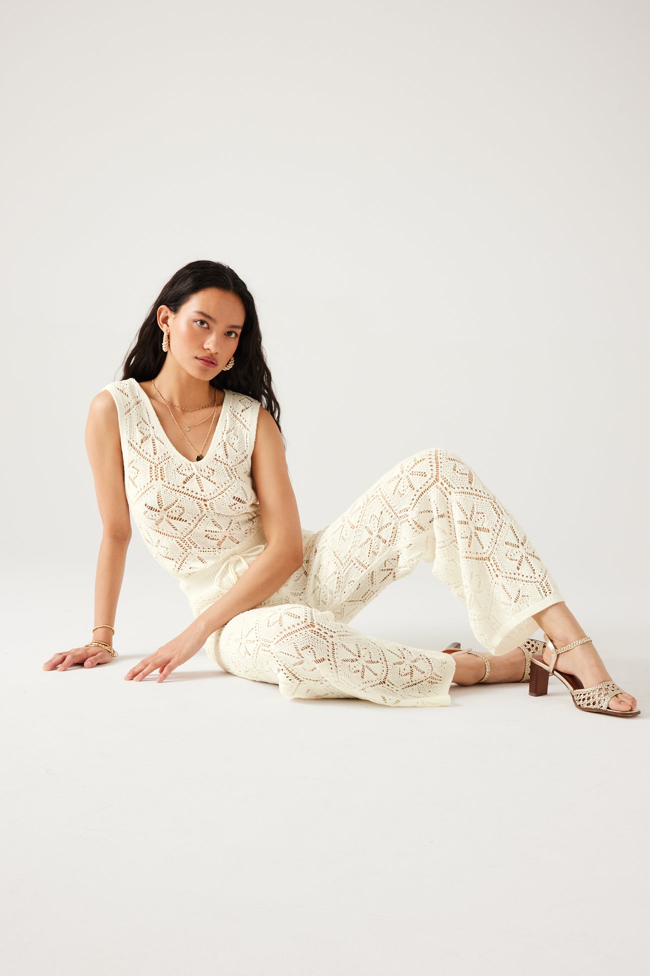 Crochet trousers - Soft chestnut