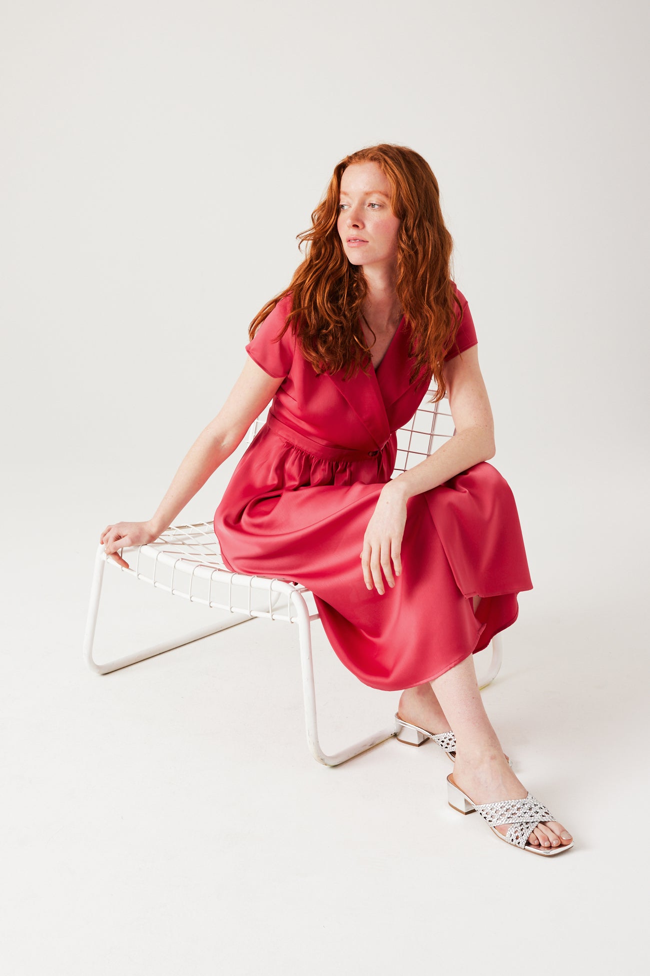 Satin crossover dress - Pink