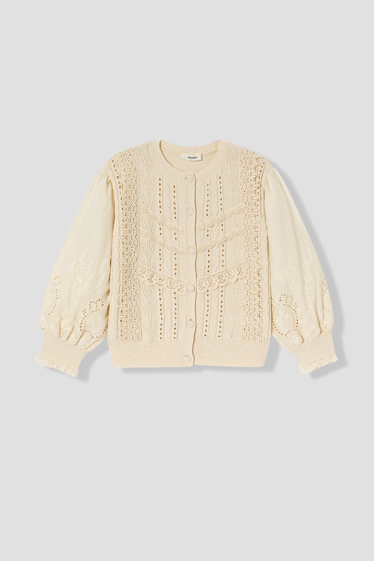 Lace knit cardigan - Ecru