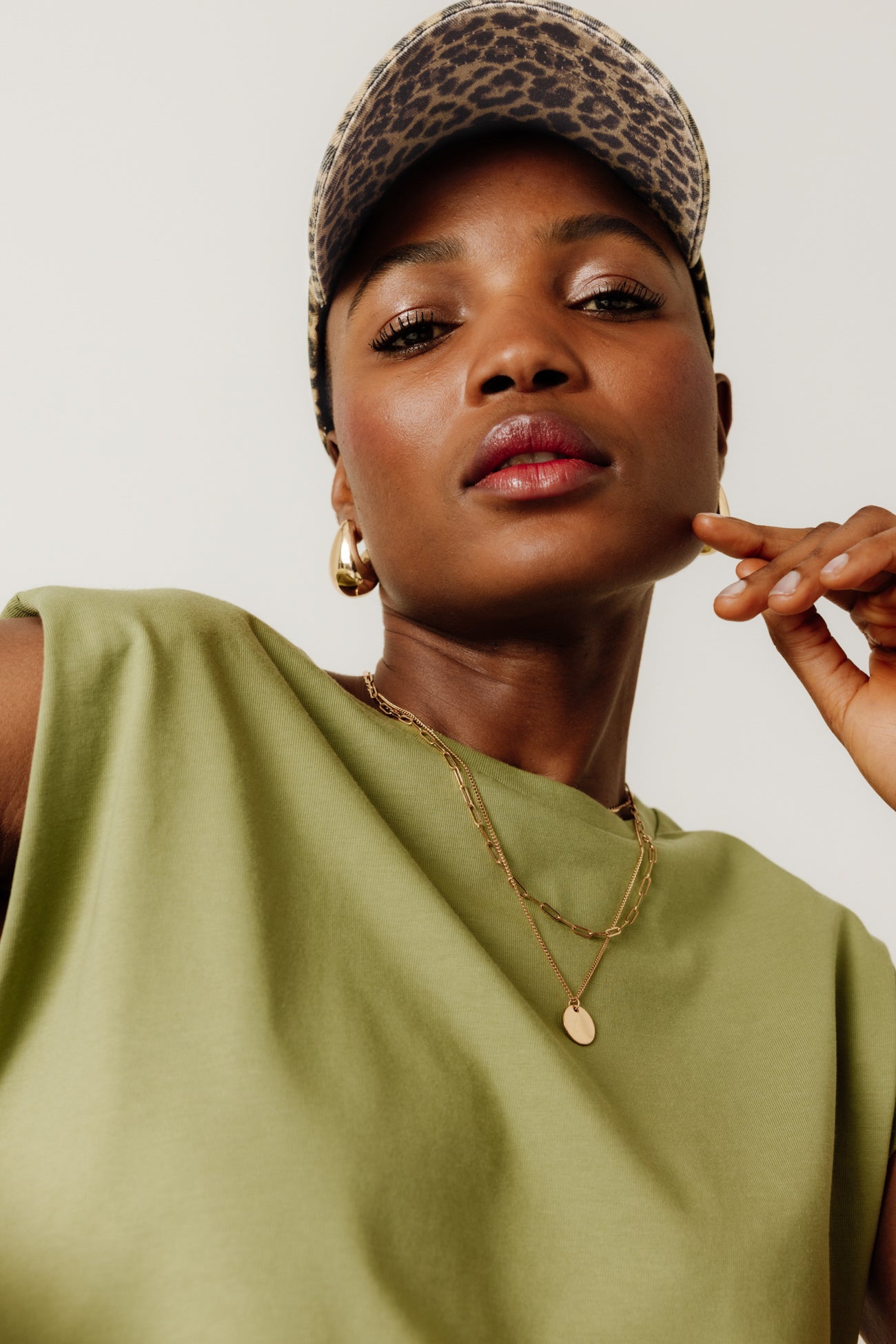 Leopardskin pattern cap - Camel print