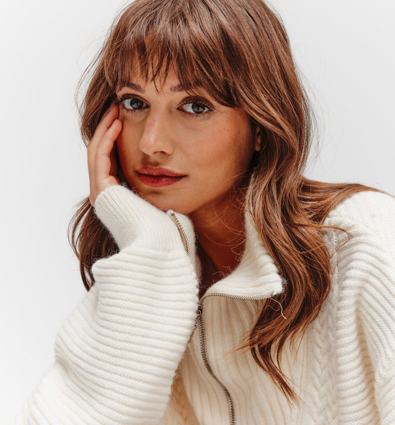 Trucker neckline cardigan - Ecru