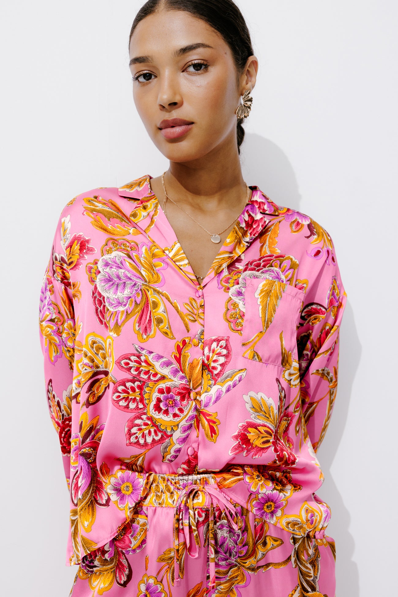 Satin shirt - Pink print