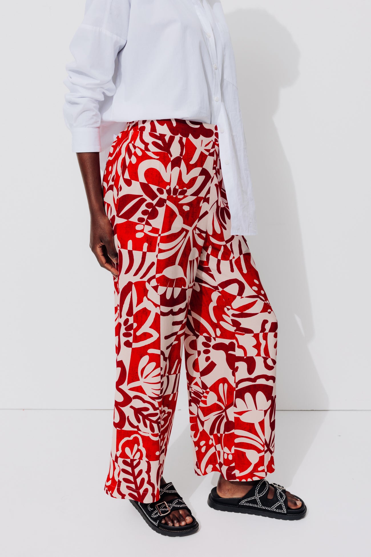 Short wideleg trousers - Ecru print