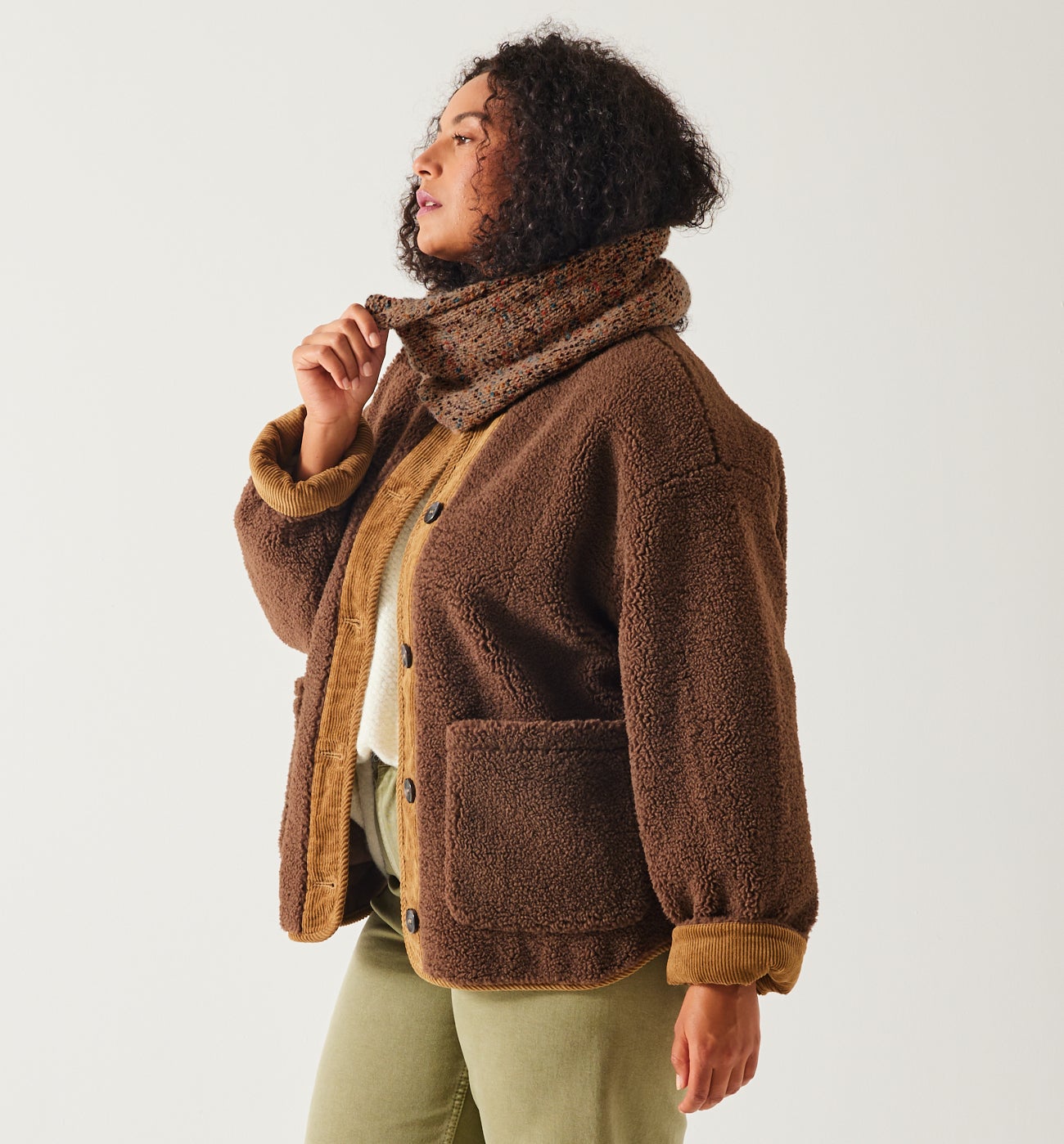 Flecked knitted snood - Camel