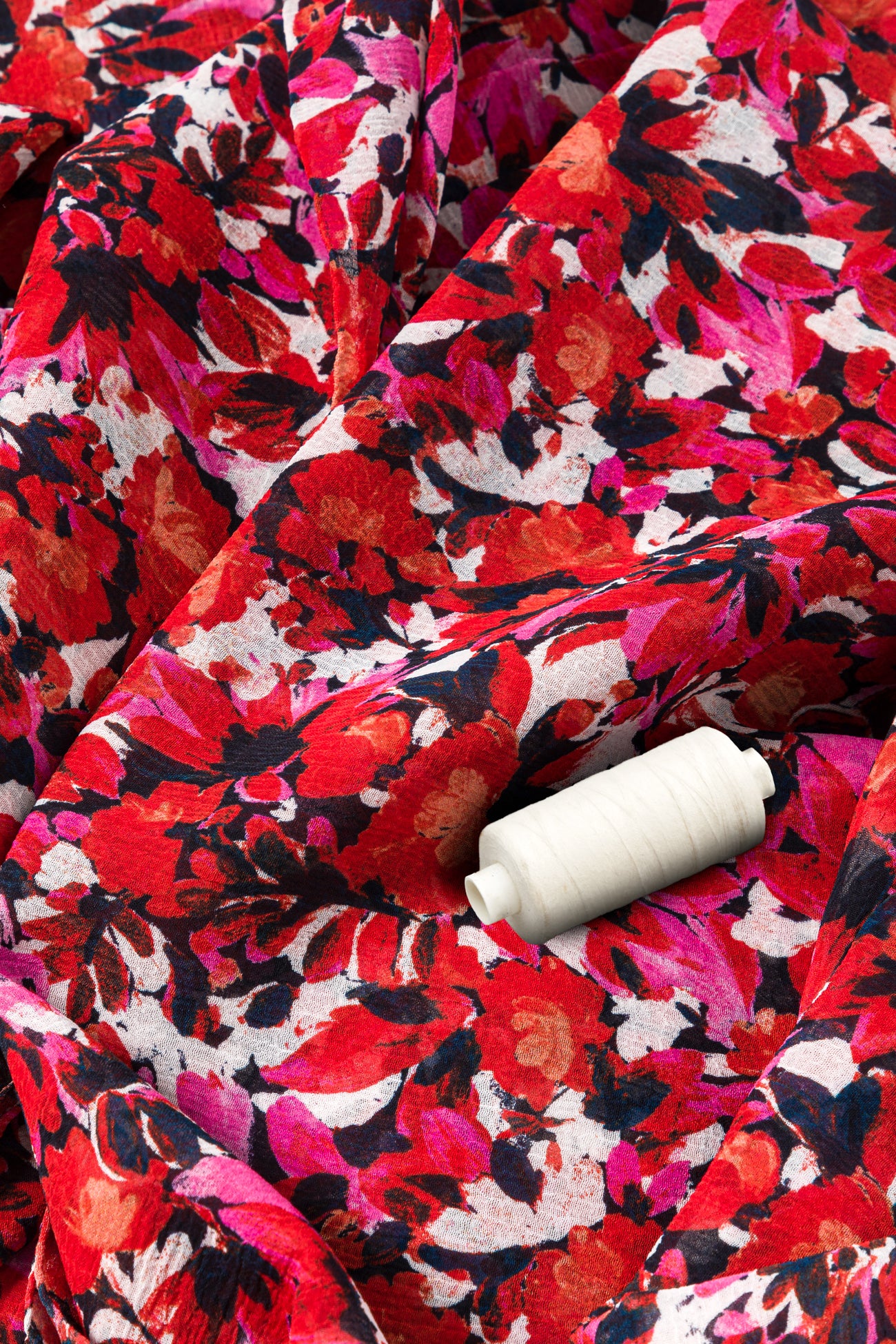 Polyester voile 3m fabric cut - Red print