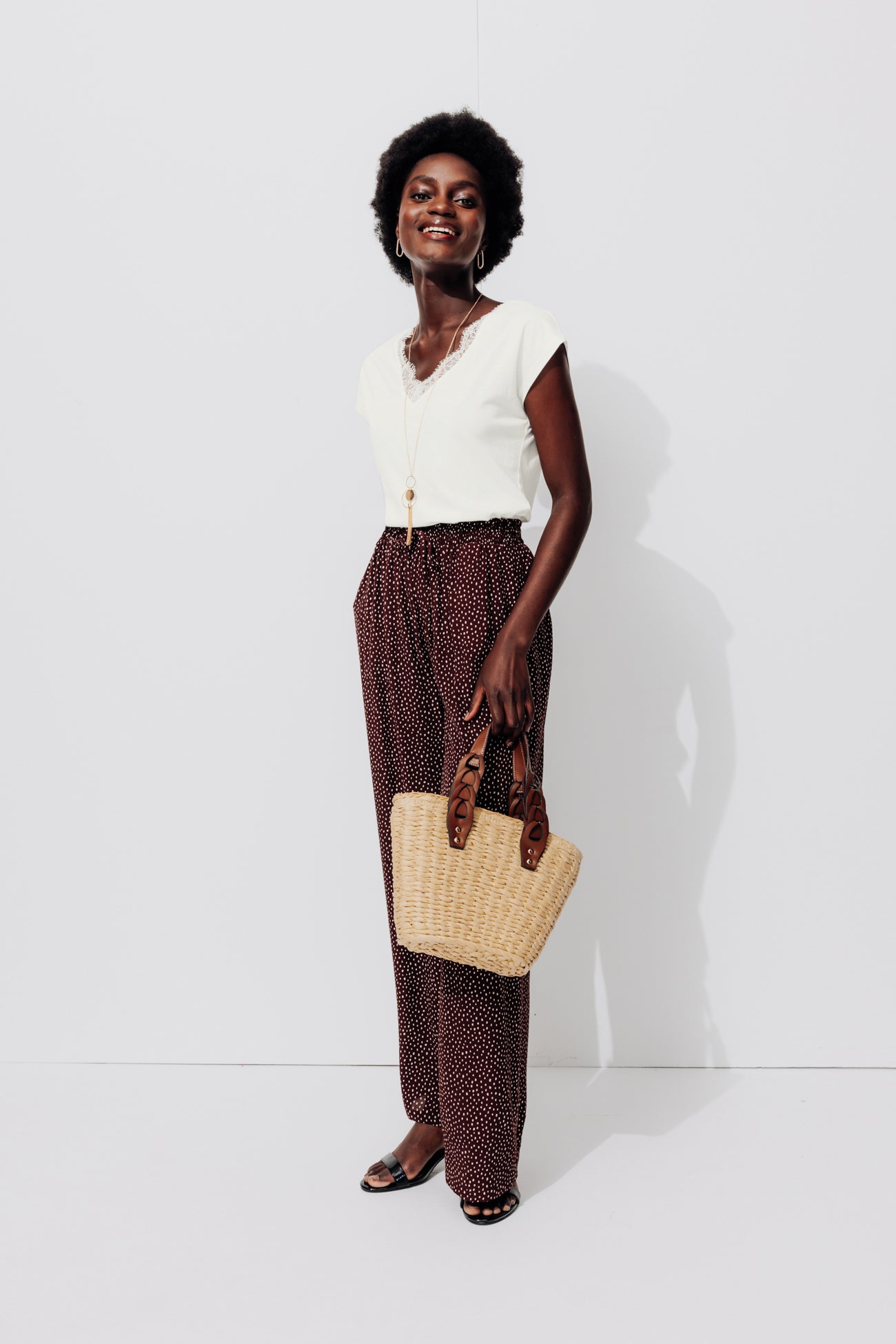 Lace detail t-shirt - Khaki