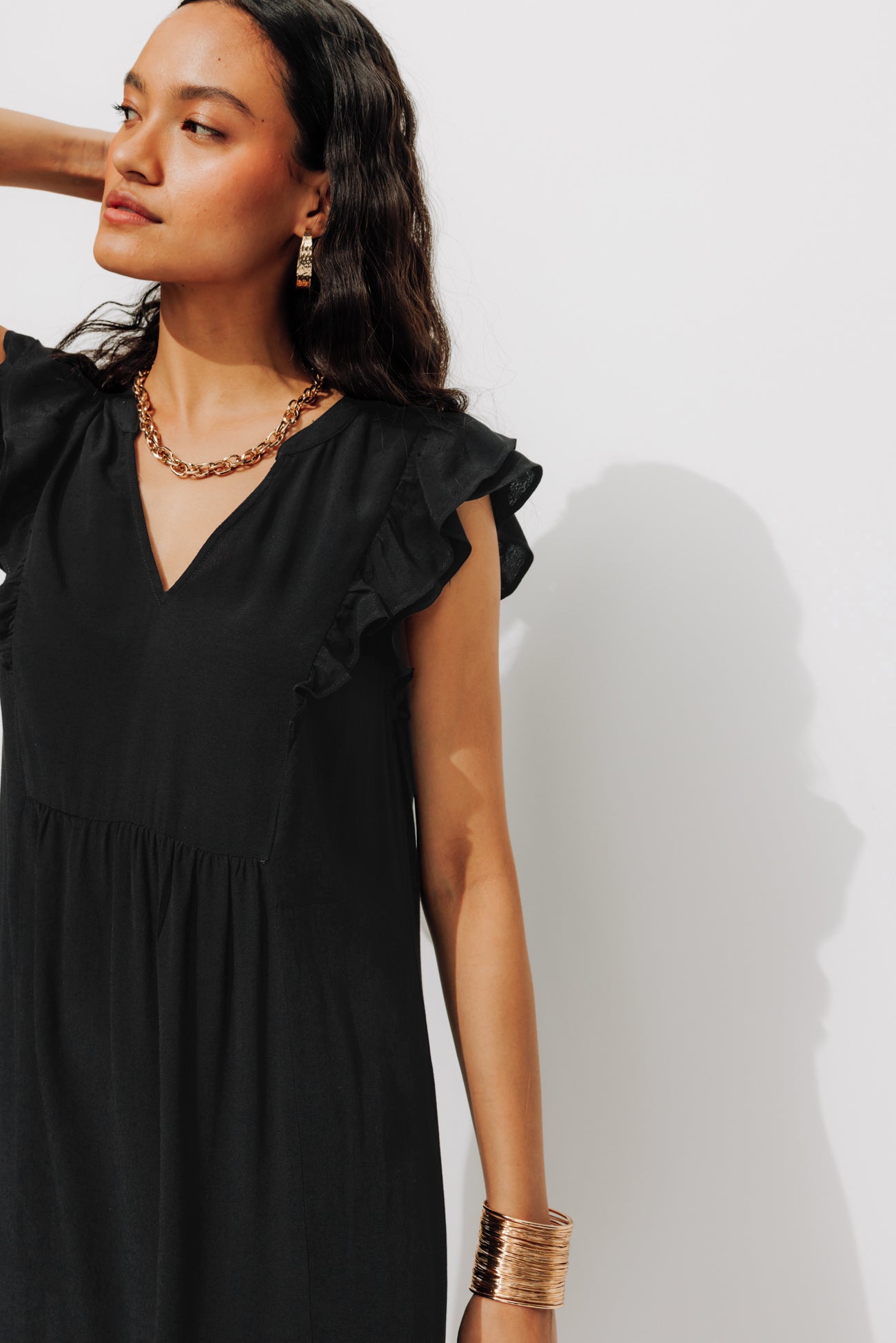 Eco-produced dress - Navy blue print