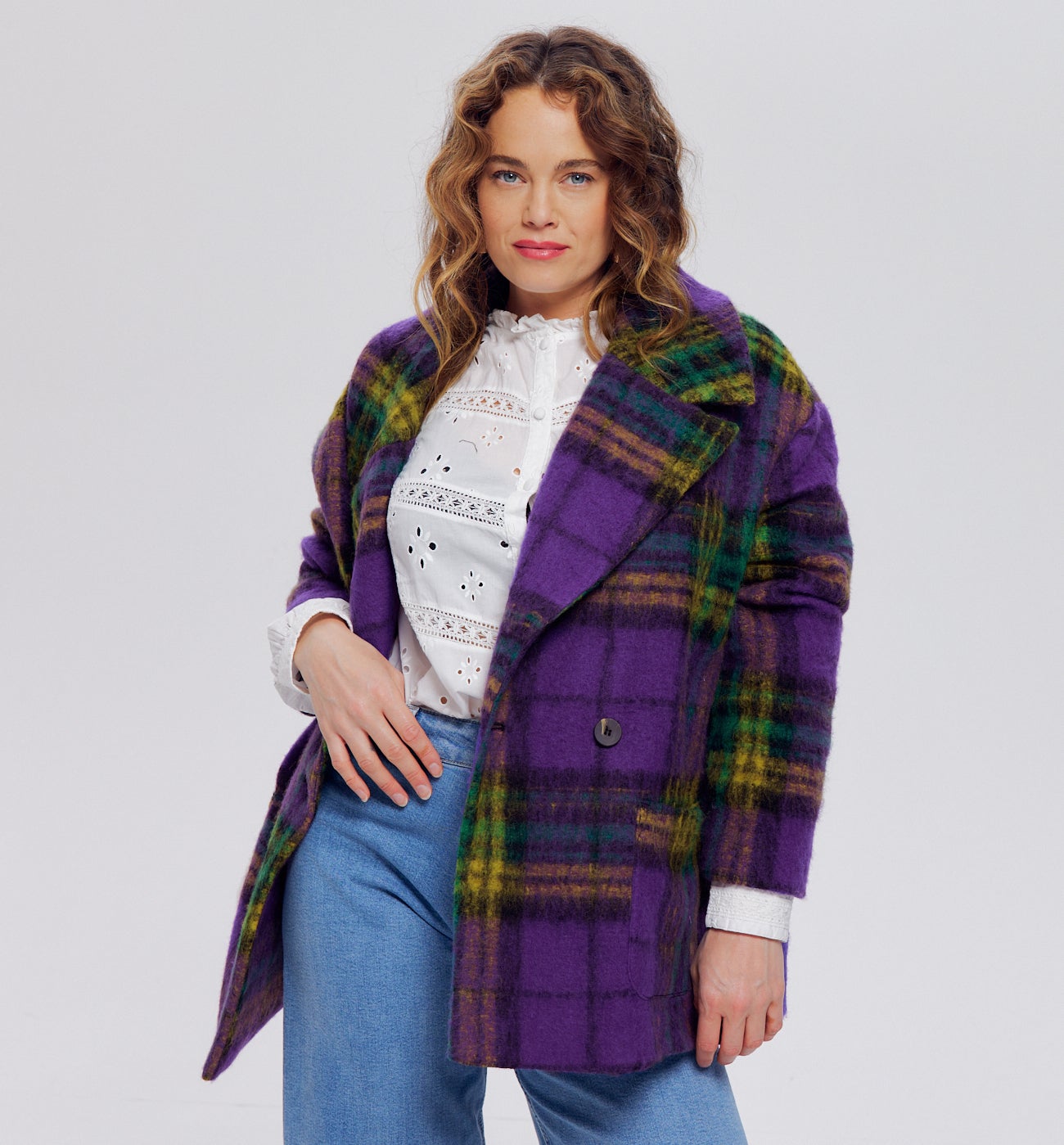 Checked coat - Multicolour print