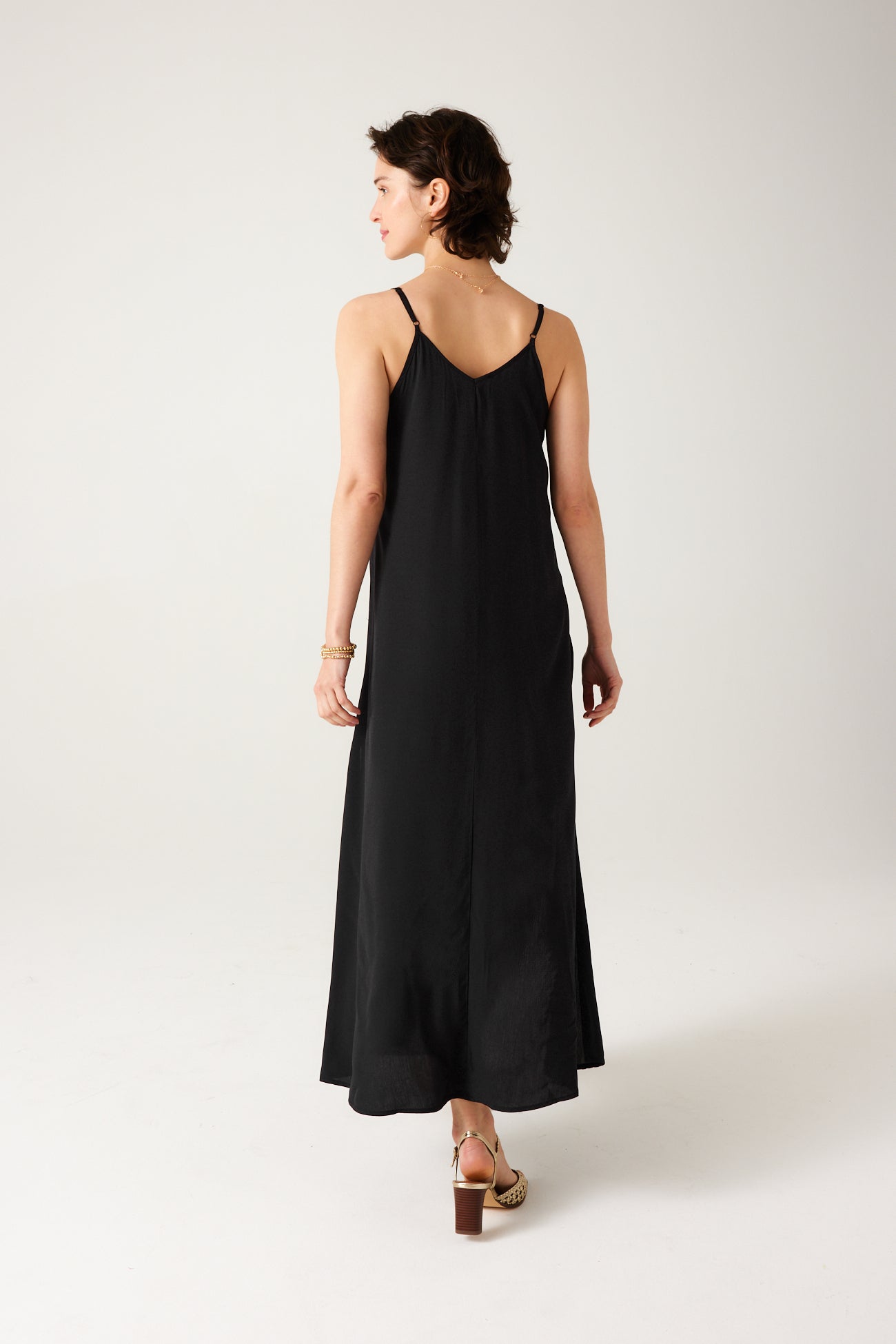 Long strappy dress - Pink print