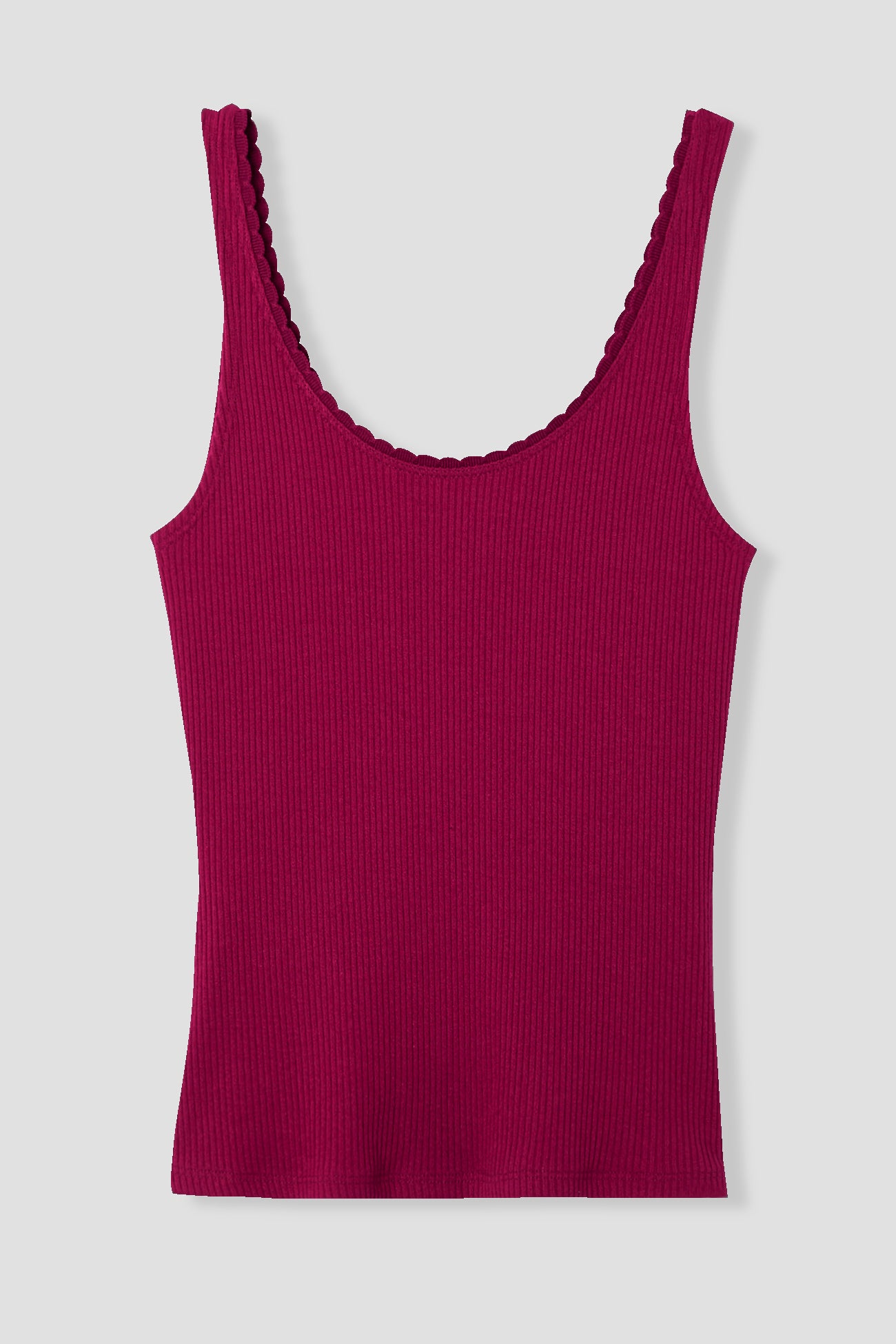 Plain ribbed sleeveless top - Bordeaux red