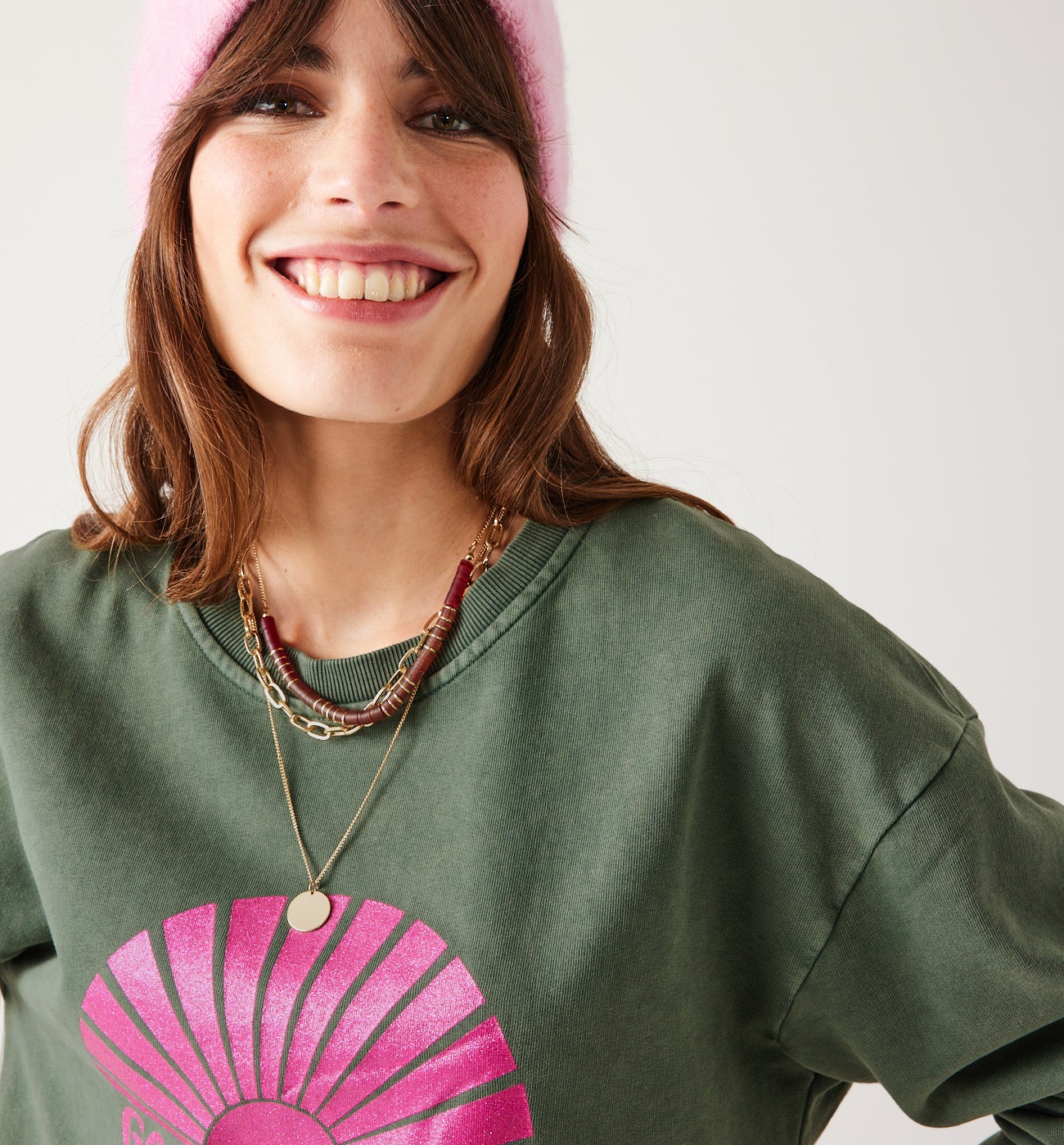 Slogan sweatshirt - Green print