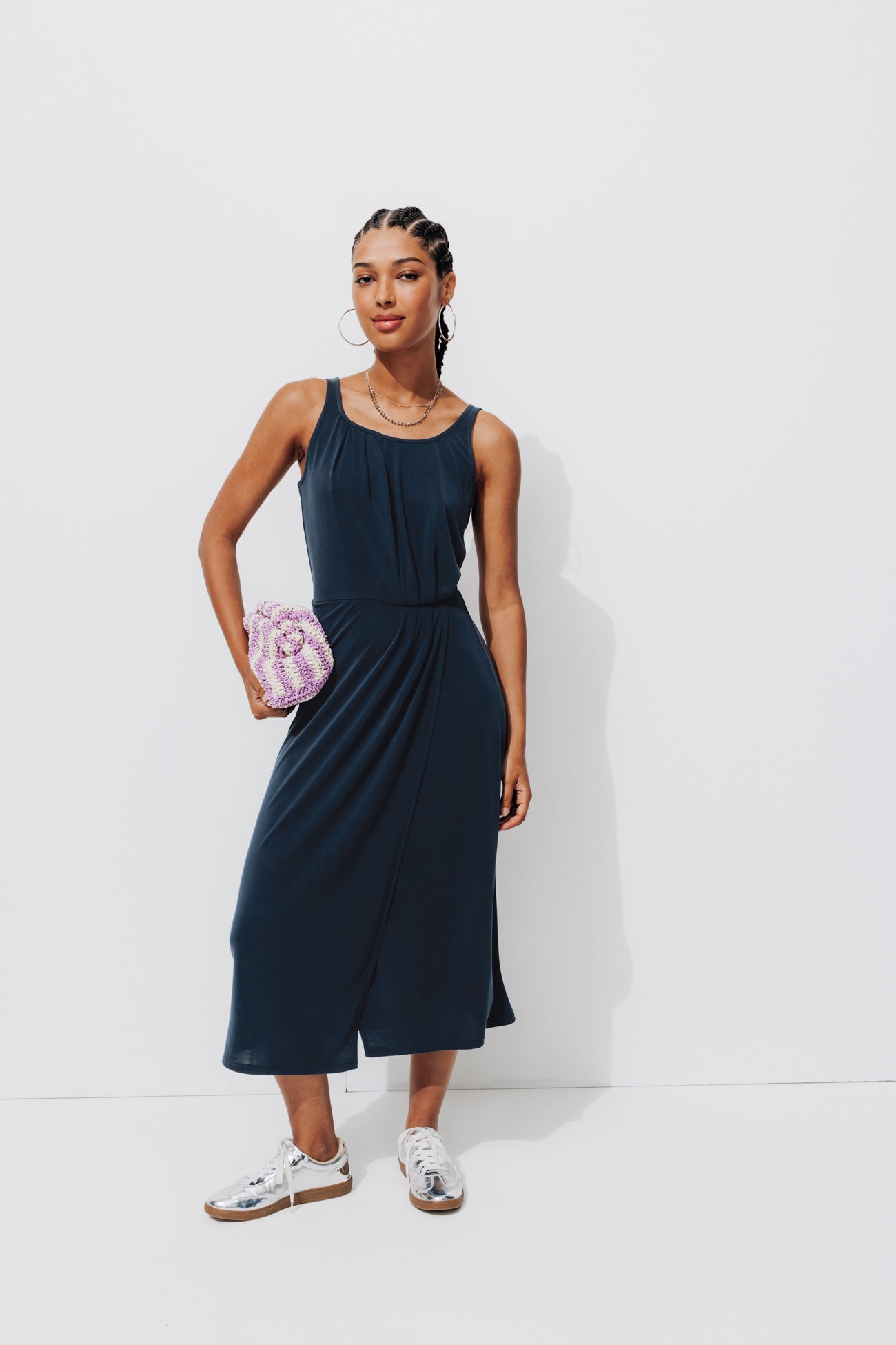 Jersey sleeveless dress - Navy blue