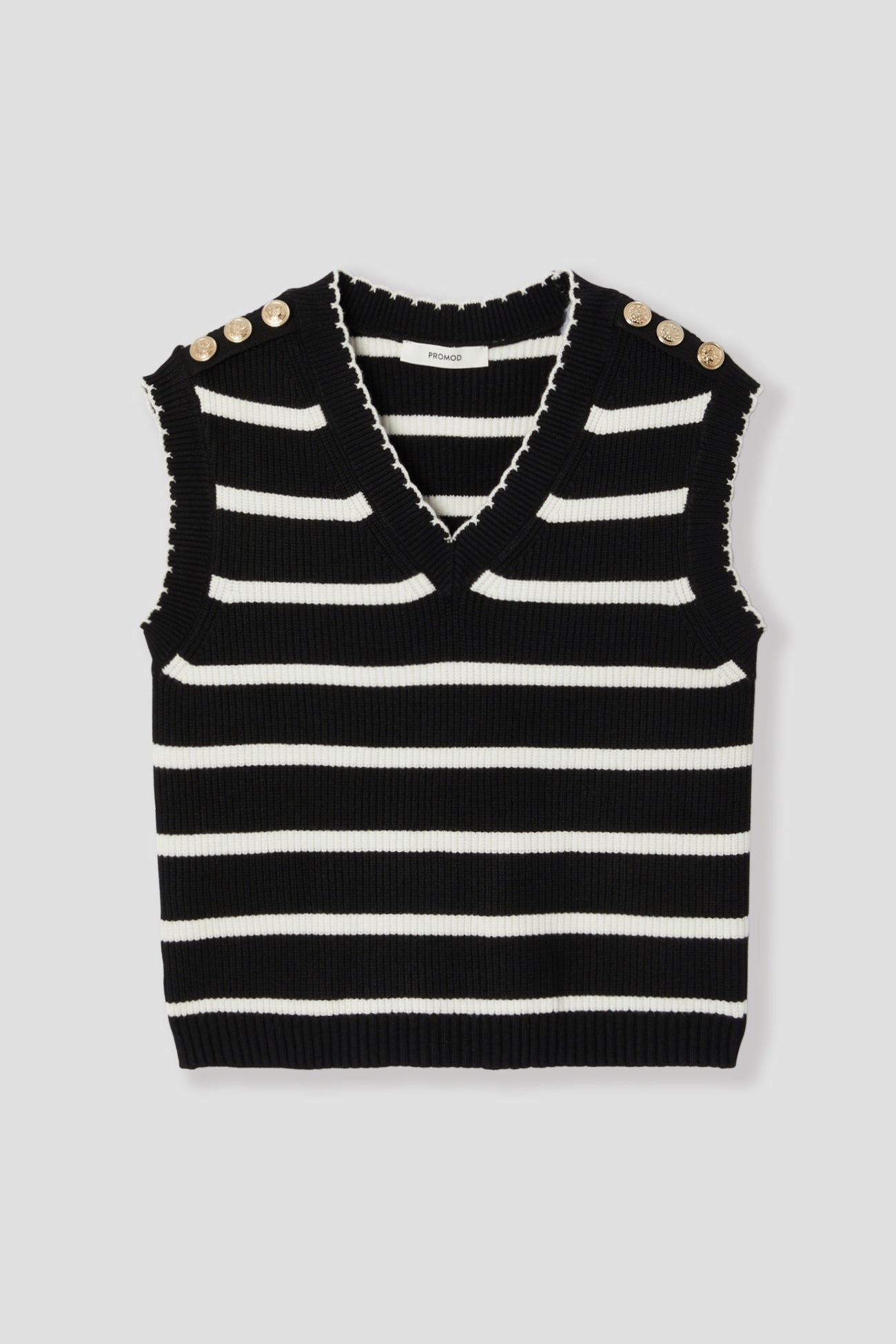 Sleeveless jumper - Ecru stripes