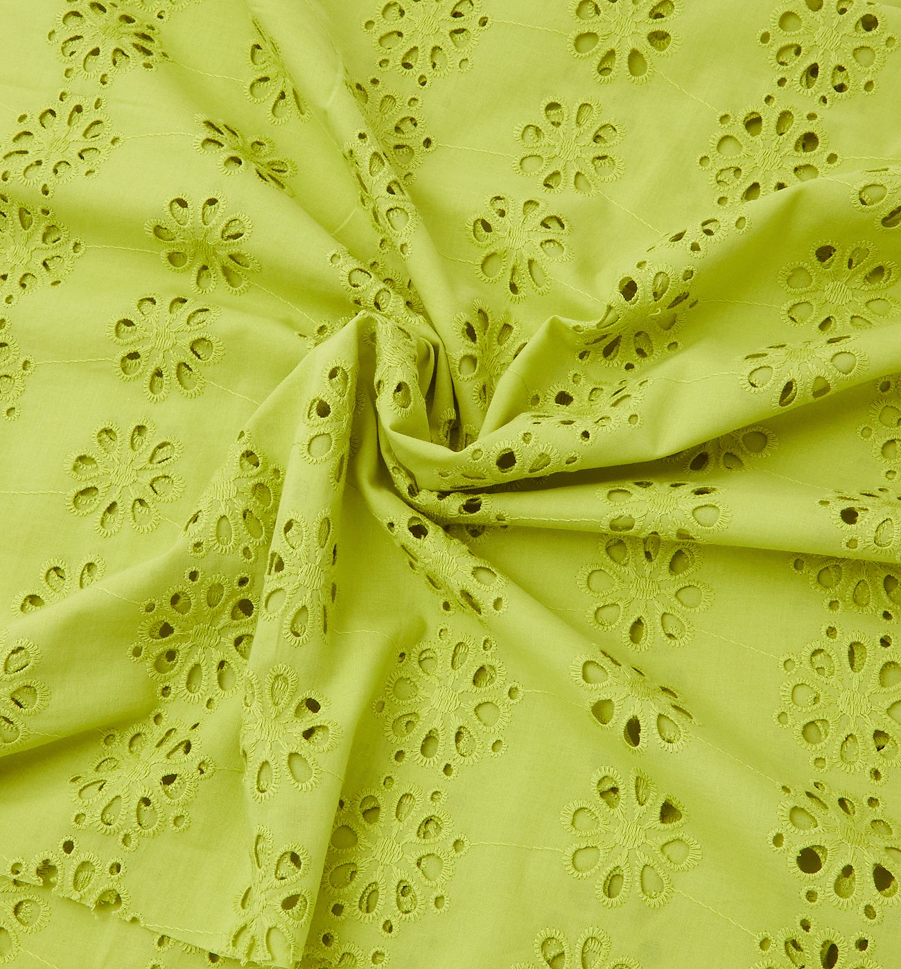 Broderie anglaise fabric cut - Anise green