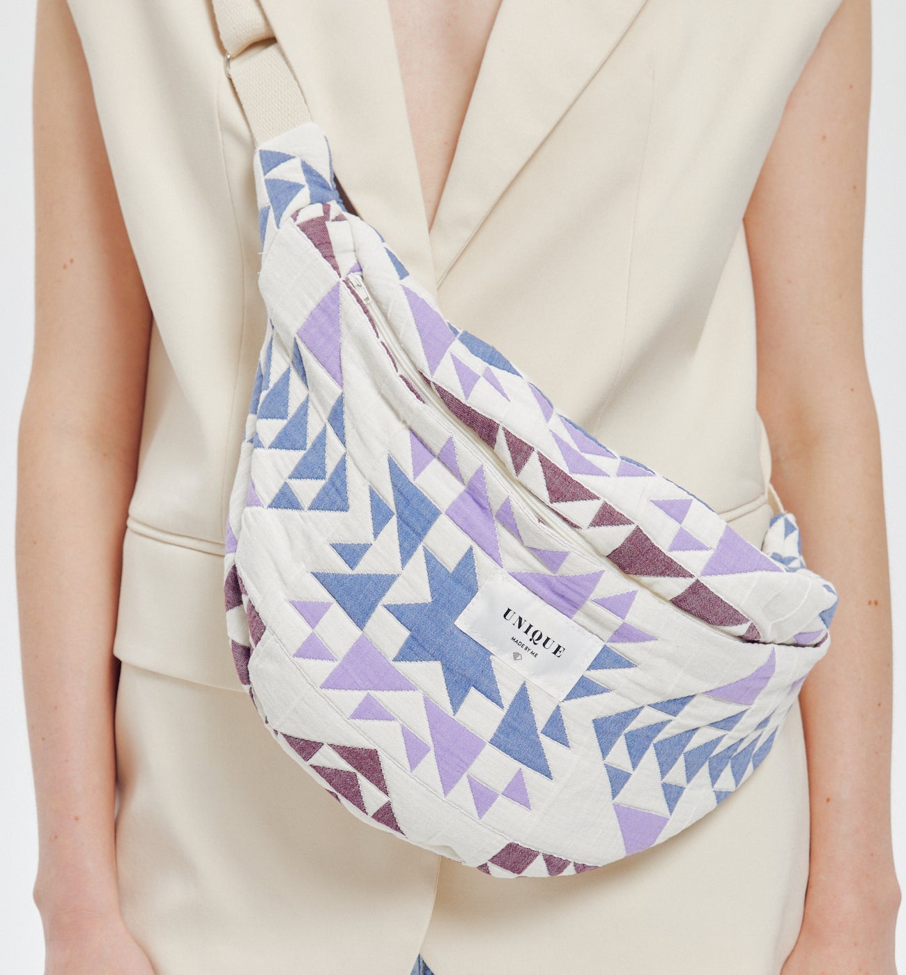 ROXANE banana bag to sew - Navy blue print